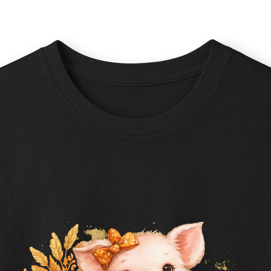 Long Sleeve Tee — Cute Fall Pig with Pumpkins & Sunflower Autumn Graphic