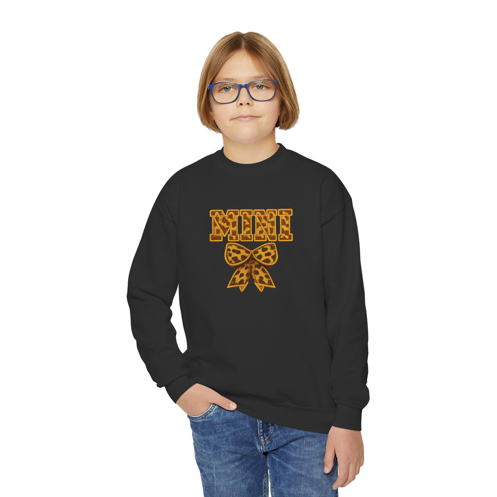 Youth Crewneck Sweatshirt - Leopard 'Mimi' Graphic with Bow