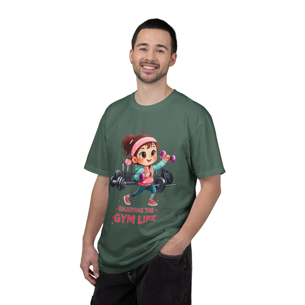 Gym Life T-Shirt — Cute Cartoon Weightlifting Tee ("Enjoying the Gym Life")