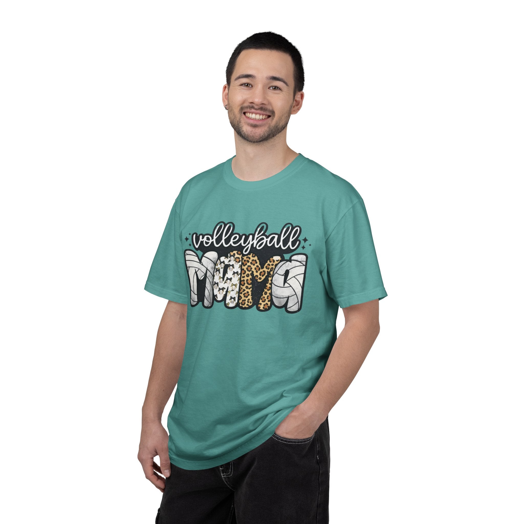 Volleyball Mom T-Shirt — Leopard & Ball Graphic Tee for Coaches & Fans
