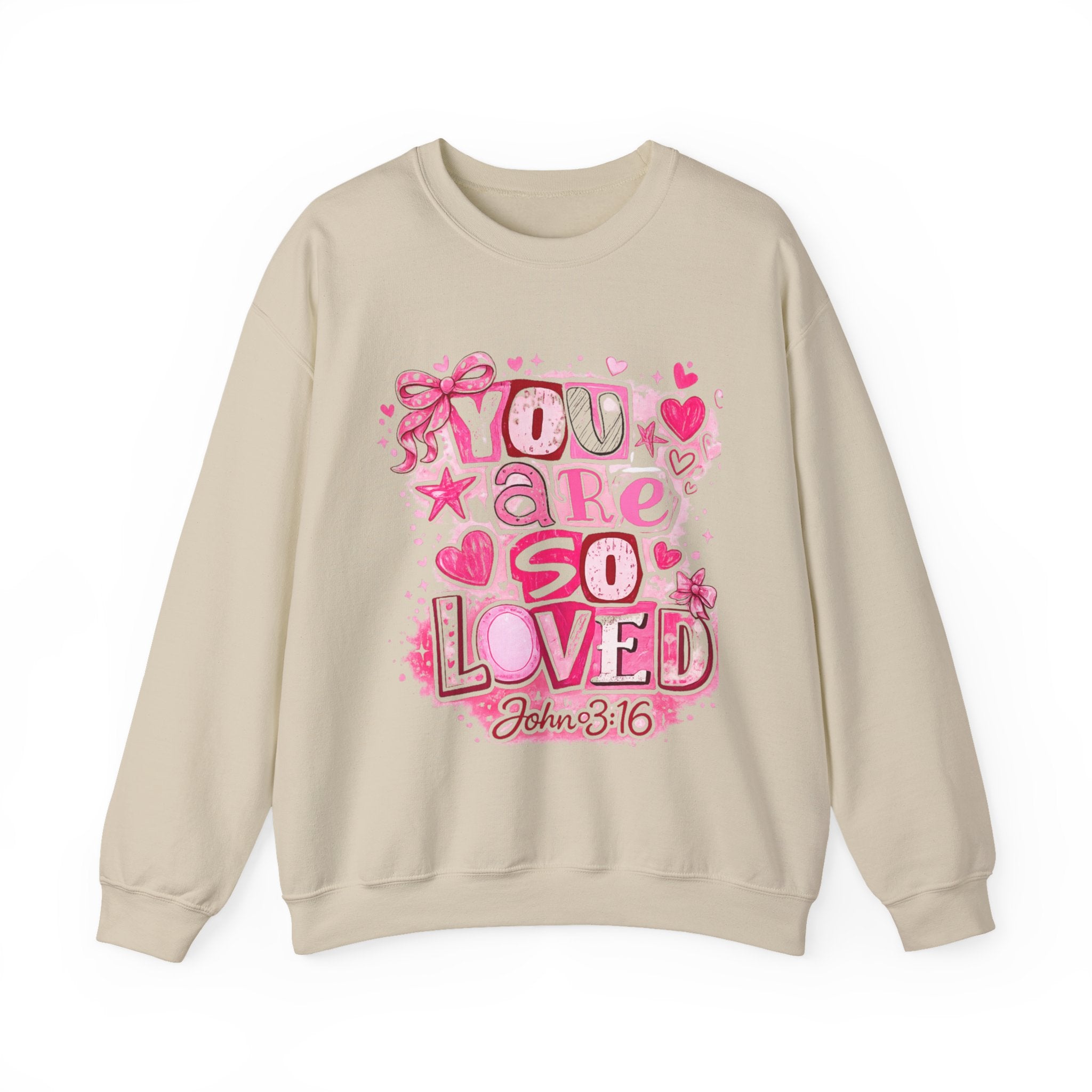 Crewneck Sweatshirt — "You Are So Loved" Christian Heart Design (John 3:16)