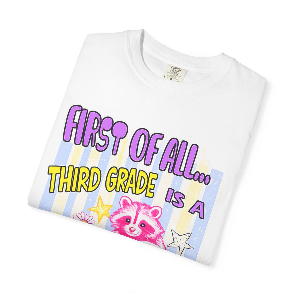 Third Grade Is a Whole Vibe T-Shirt — Cute Pink Raccoon Back-to-School Tee