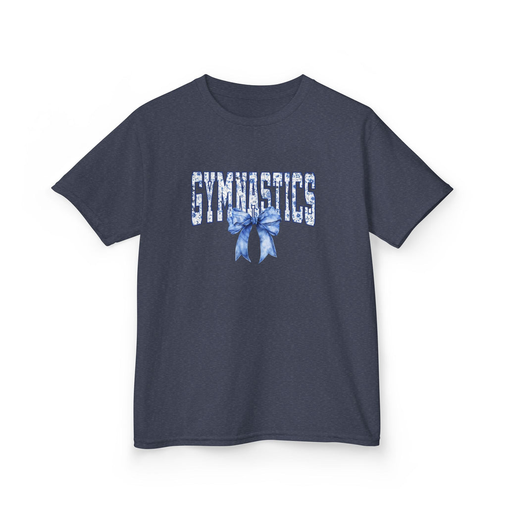 Gymnastics Kids Tee — Blue Bow Athletic Shirt for Girls
