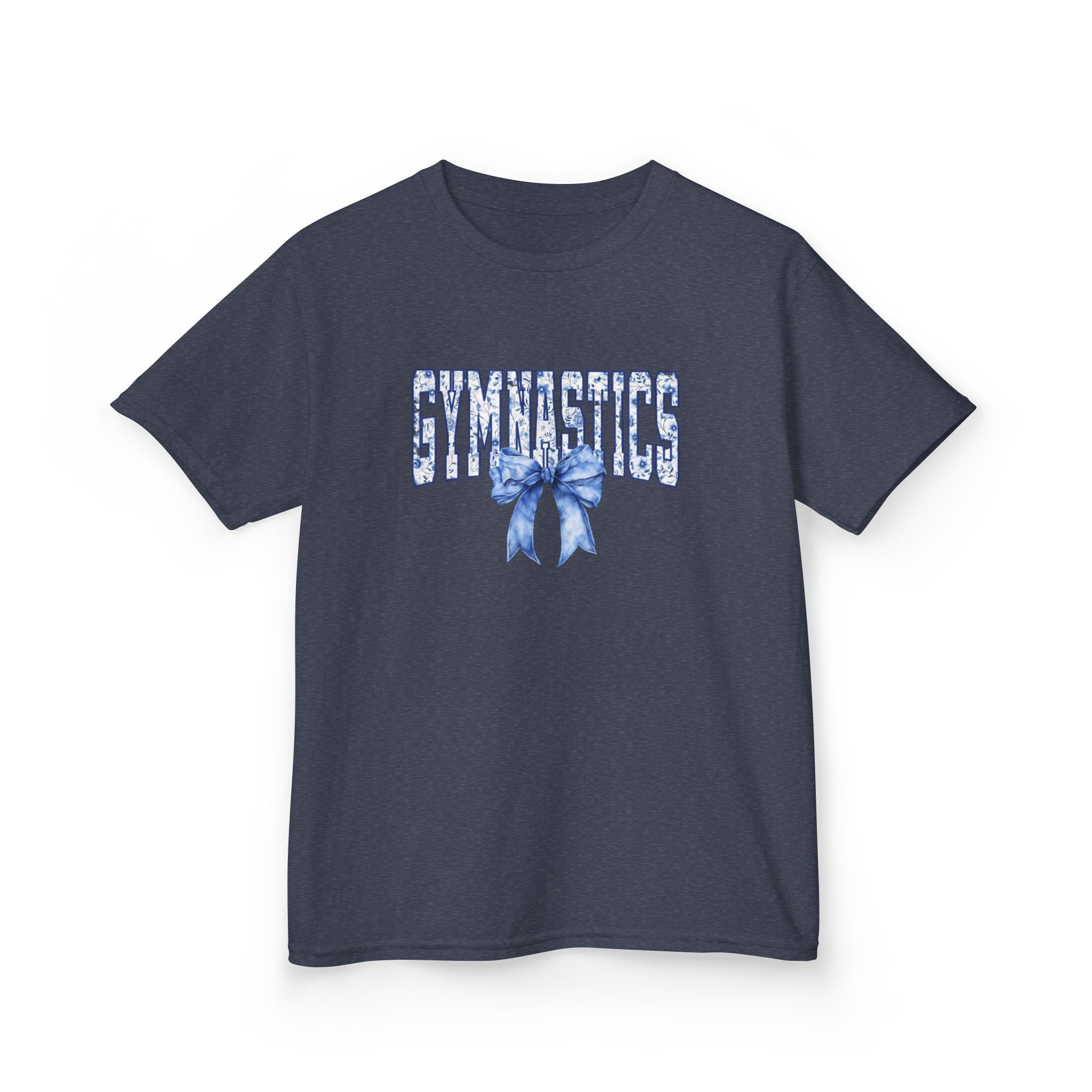 Gymnastics Kids Tee — Blue Bow Athletic Shirt for Girls