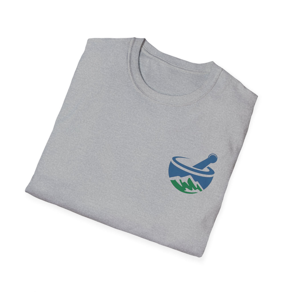 Scenic Pharmacy T-Shirt — Mountain Mortar & Pestle Logo Tee