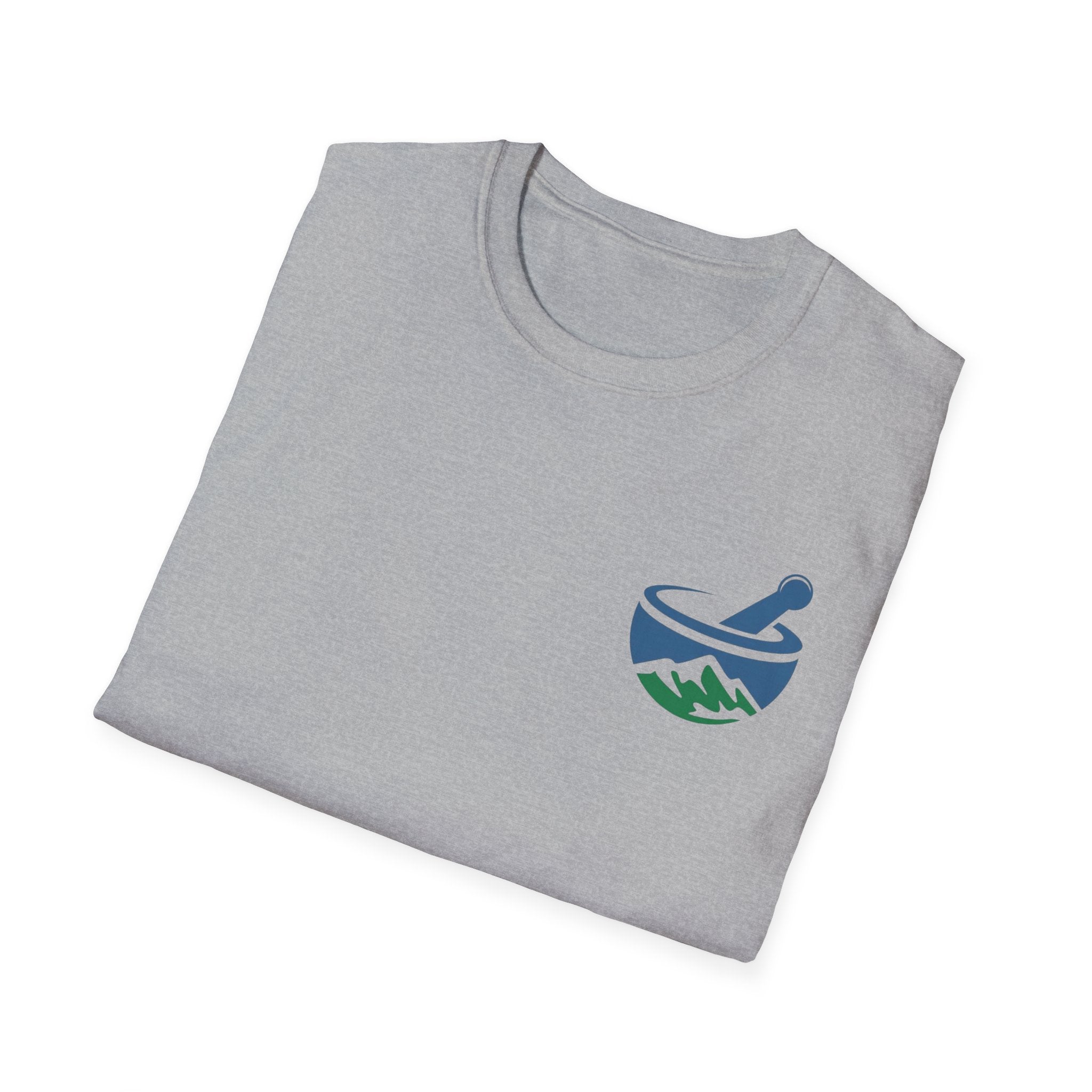 Scenic Pharmacy T-Shirt — Mountain Mortar & Pestle Logo Tee