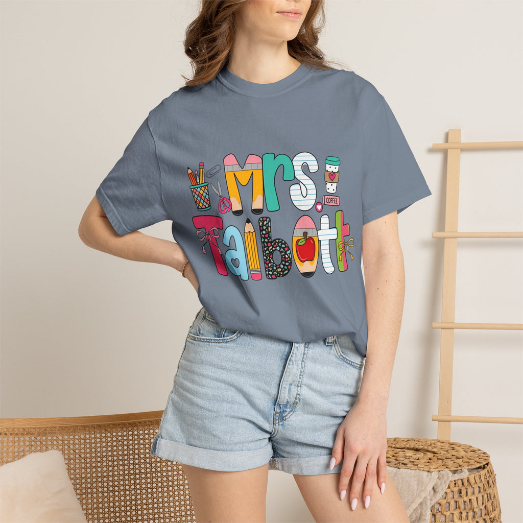 Teacher Name T‑Shirt — "Mrs. Talbott" Cute Classroom Doodle Design