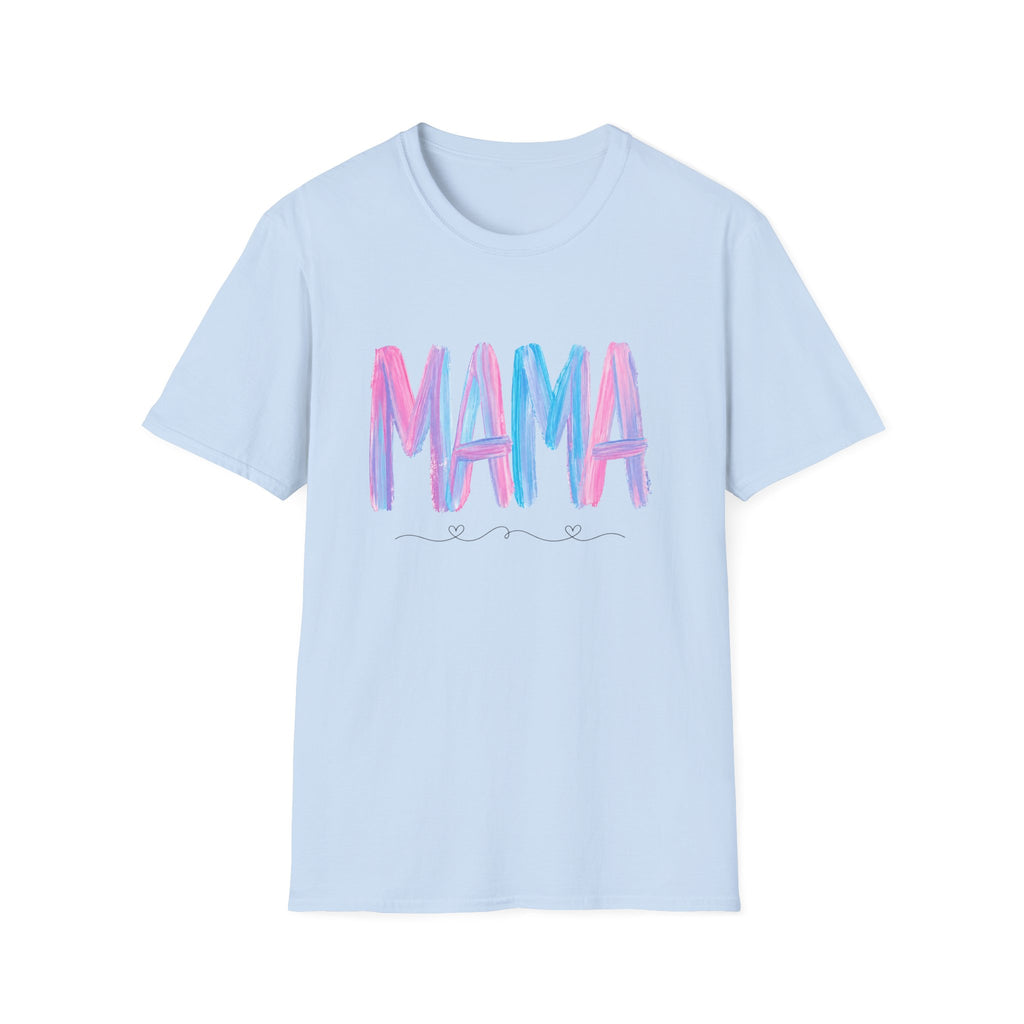 Mama Brushstroke T‑Shirt — Pastel Watercolor Mom Tee for Mother’s Day