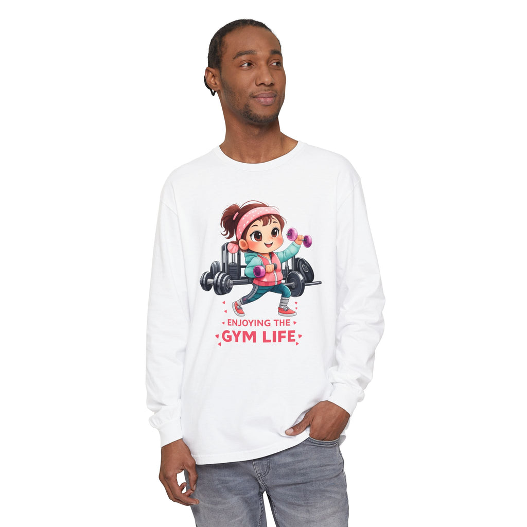 Gym Life Long Sleeve Tee — Cute Girl Weightlifting Fitness Shirt