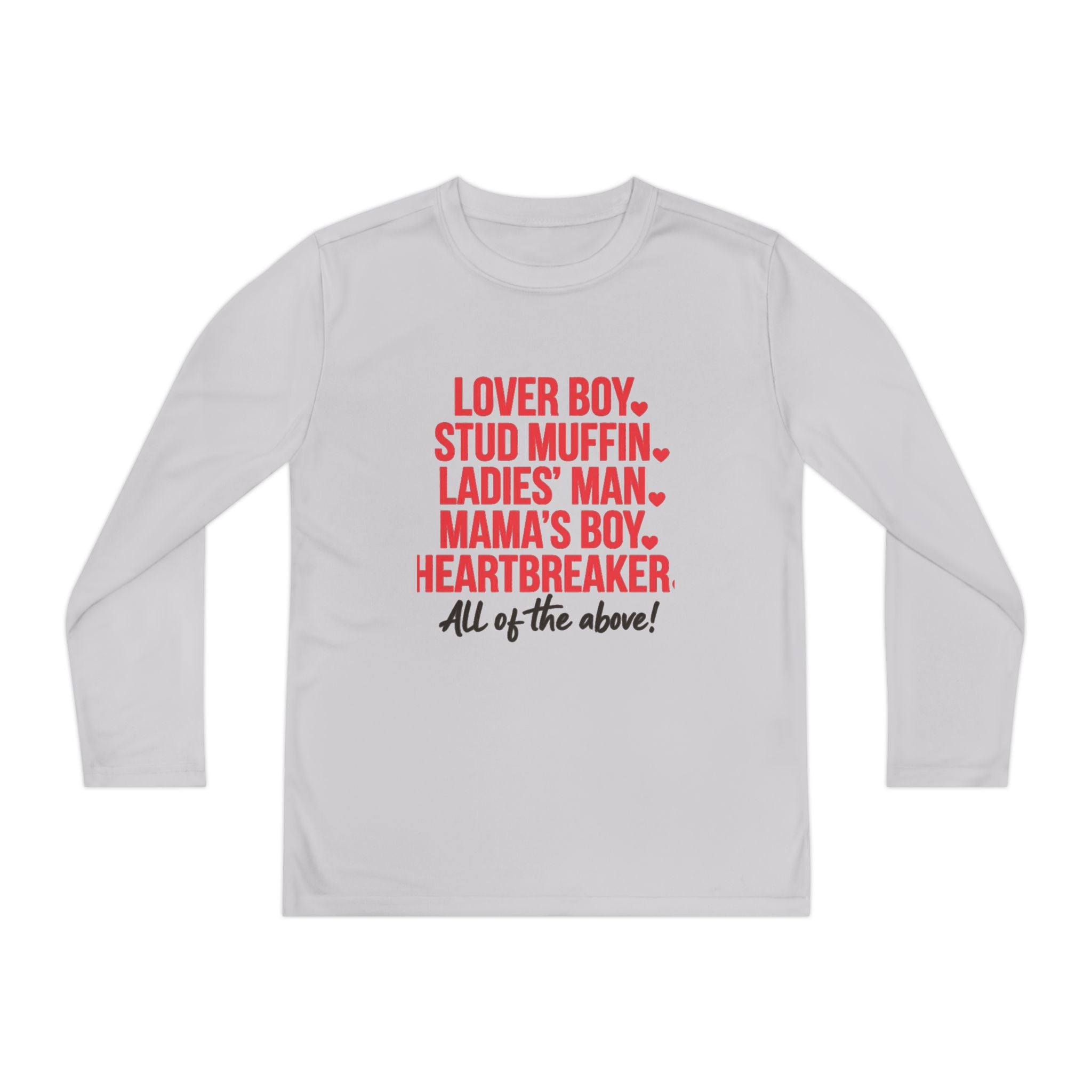 Youth Long Sleeve Tee - "Lover Boy, Stud Muffin...All of the Above!" Graphic