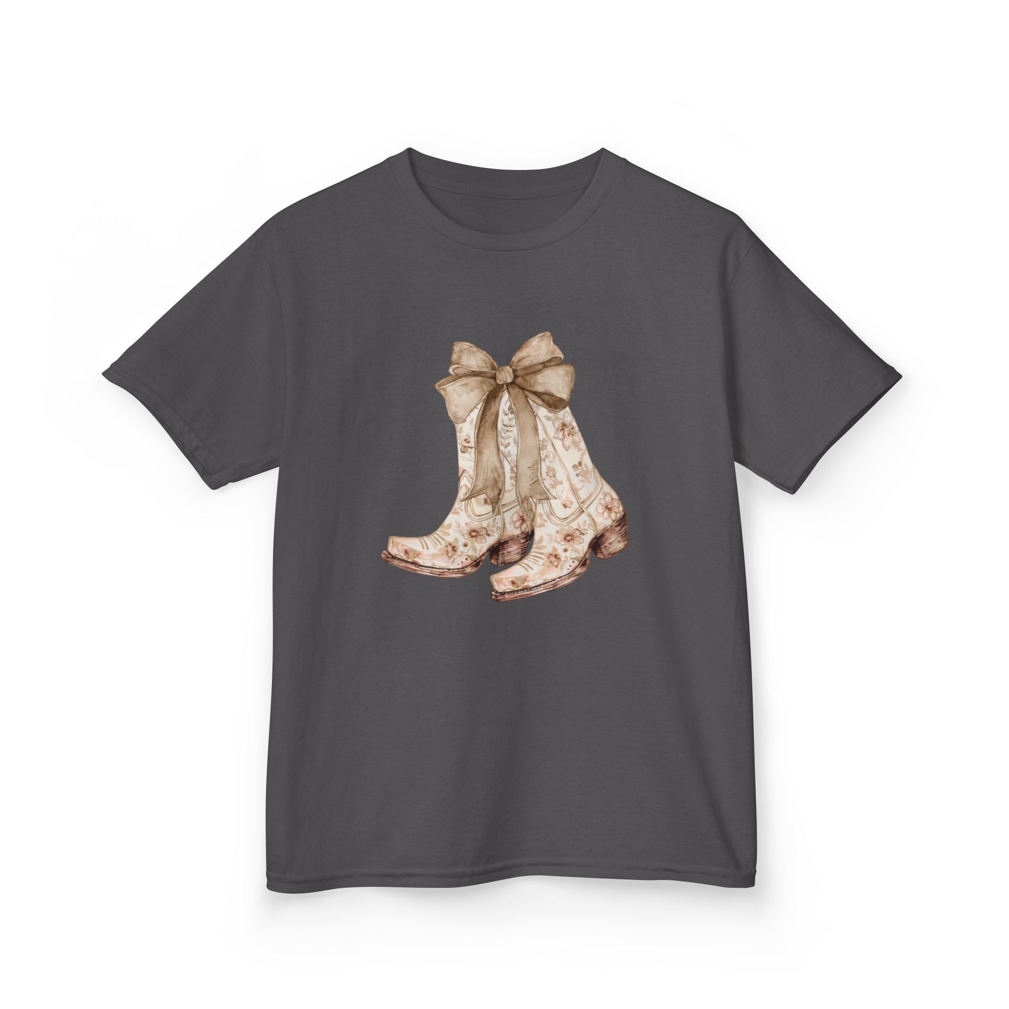 Kids Tee — Vintage Floral Cowboy Boots with Ribbon