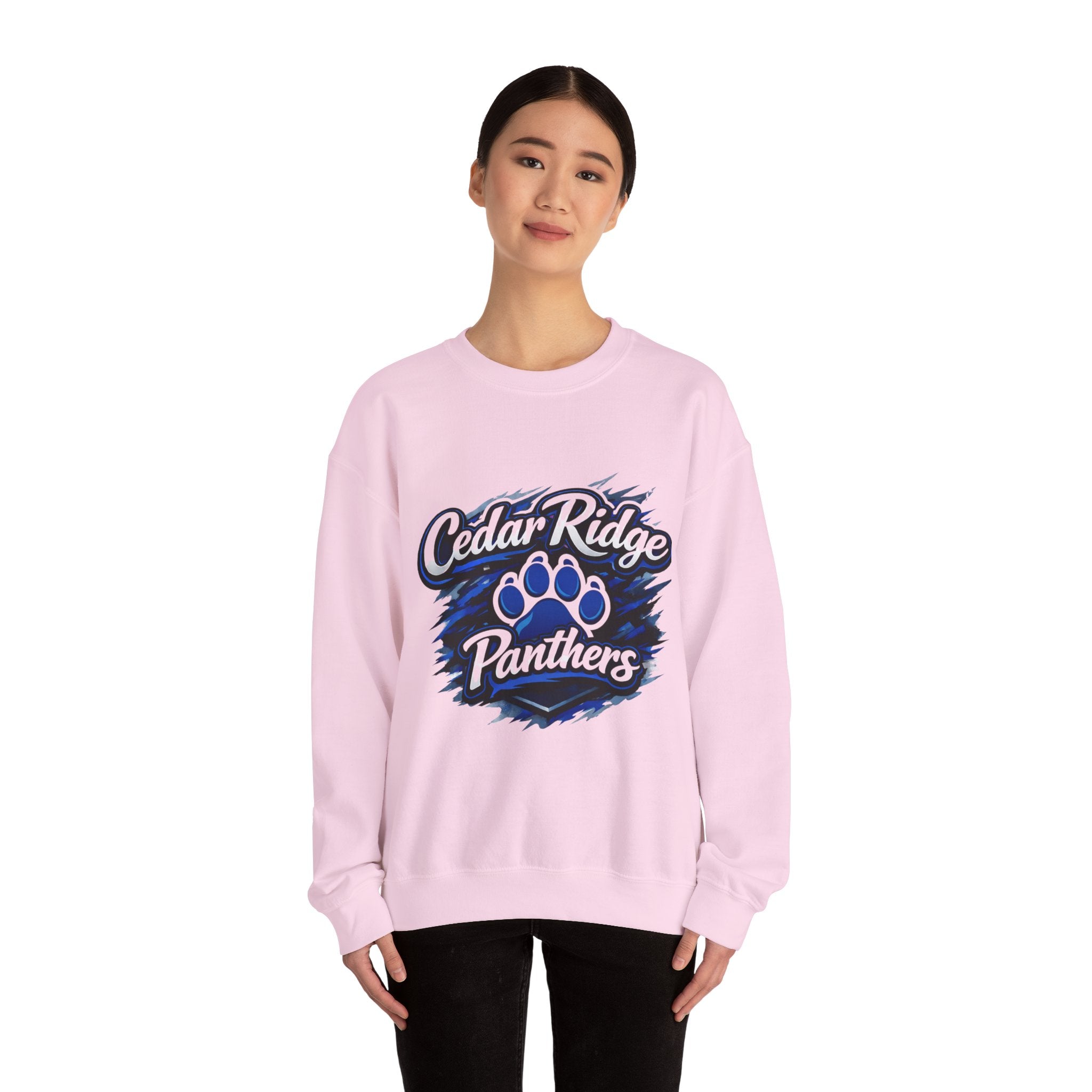 Cedar Ridge Panthers Crewneck Sweatshirt — Blue Paw School Spirit