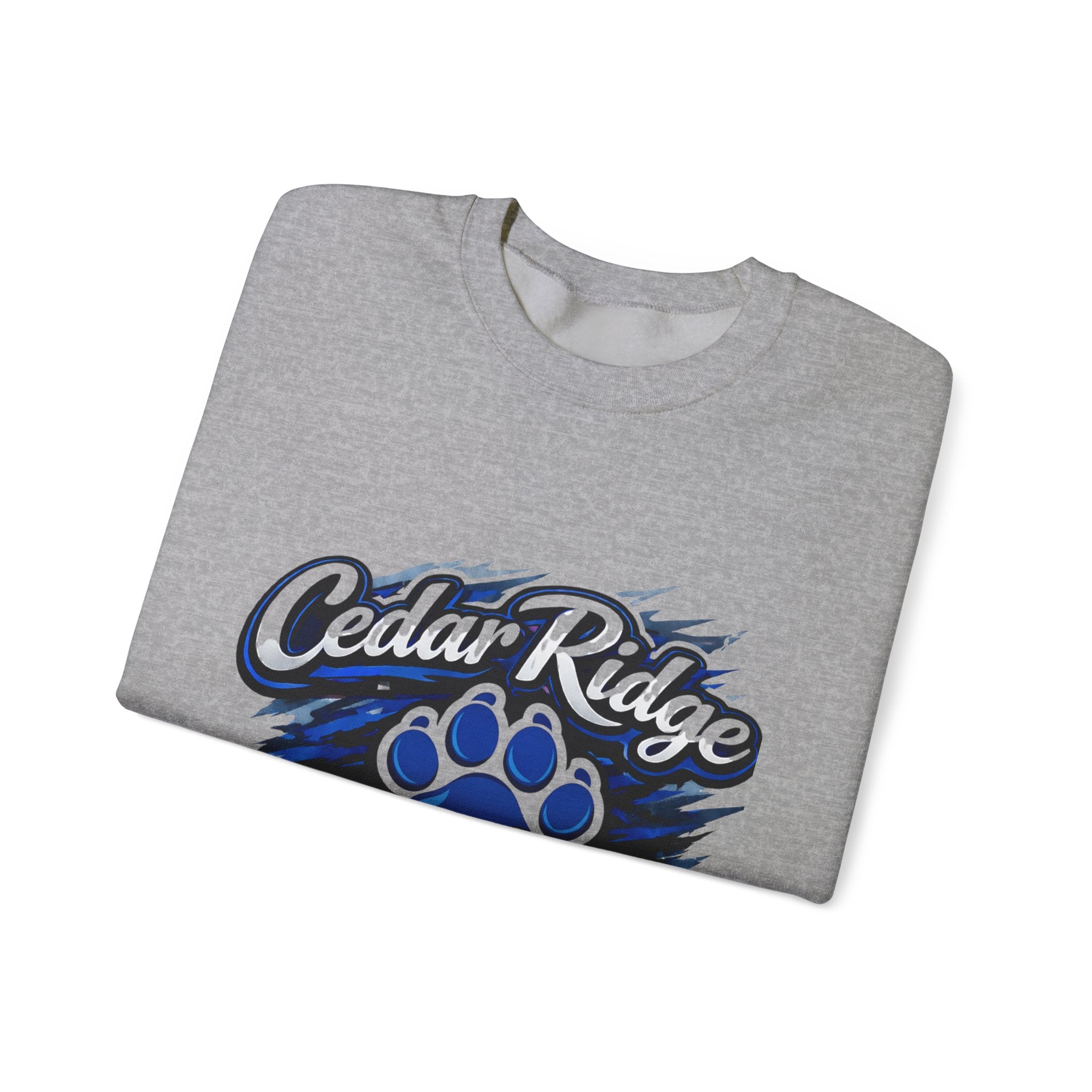 Cedar Ridge Panthers Crewneck Sweatshirt — Blue Paw School Spirit