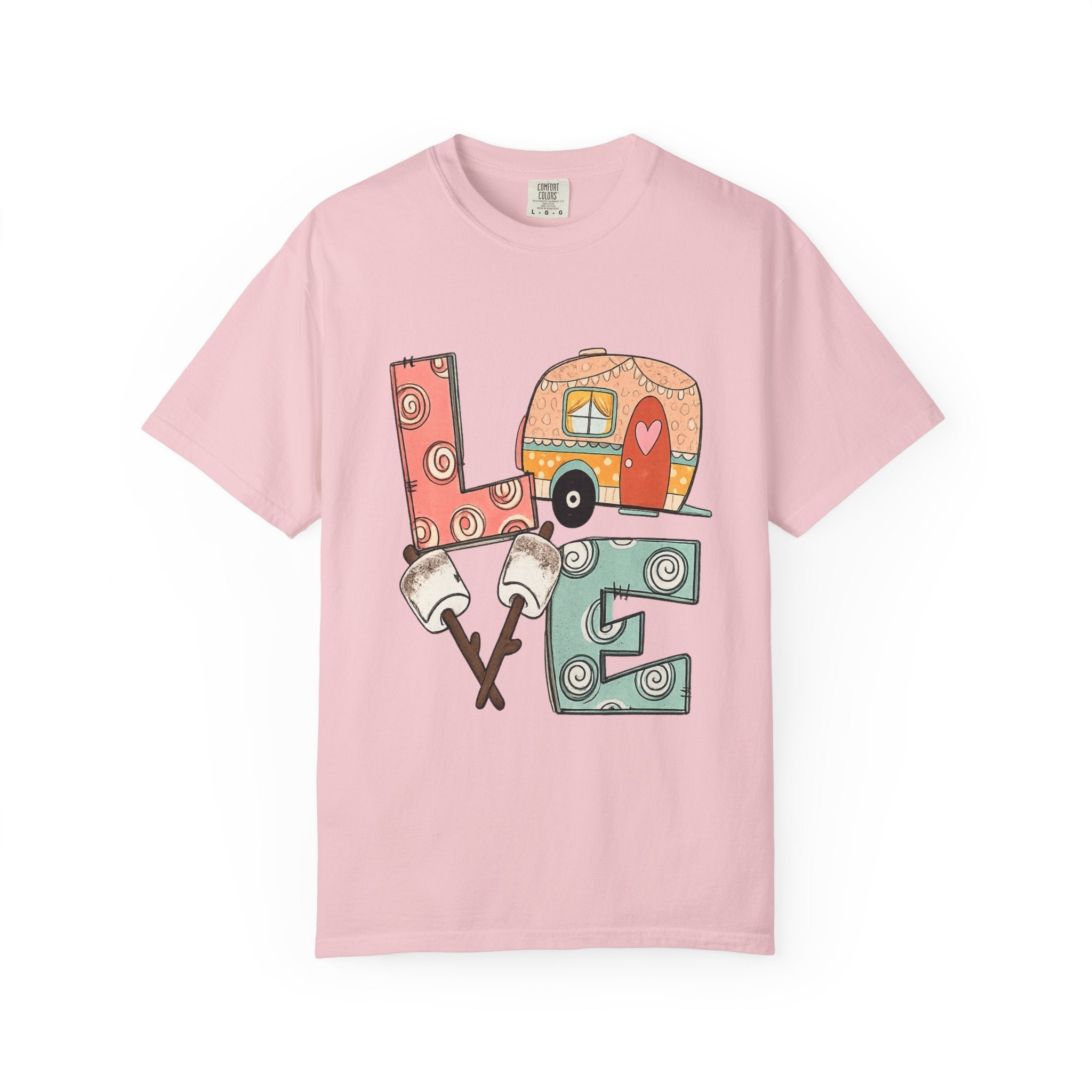 Love Camper T-Shirt — Retro RV & S'mores Graphic Tee for Campers