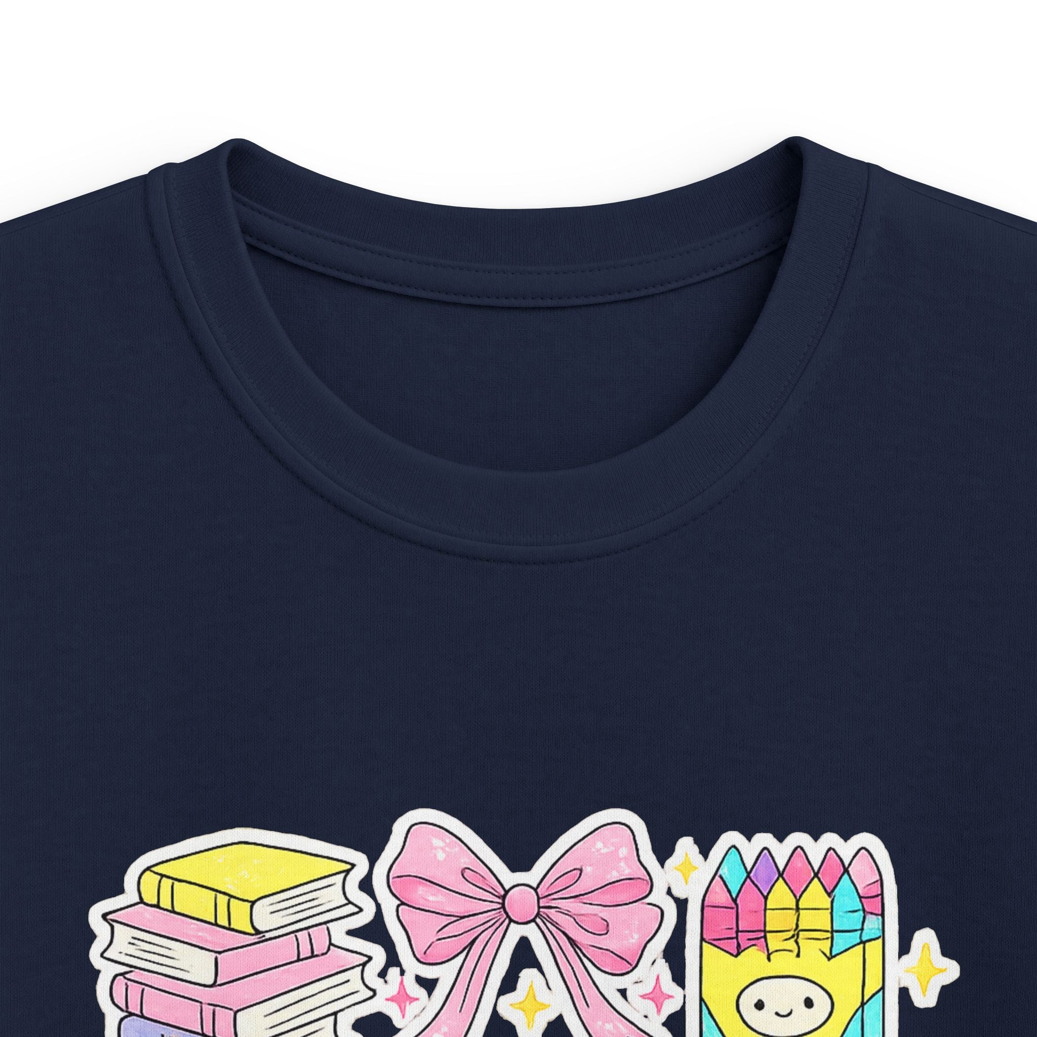 Kids Tee — Cute Pastel School Icons Design with Name "Aurora"