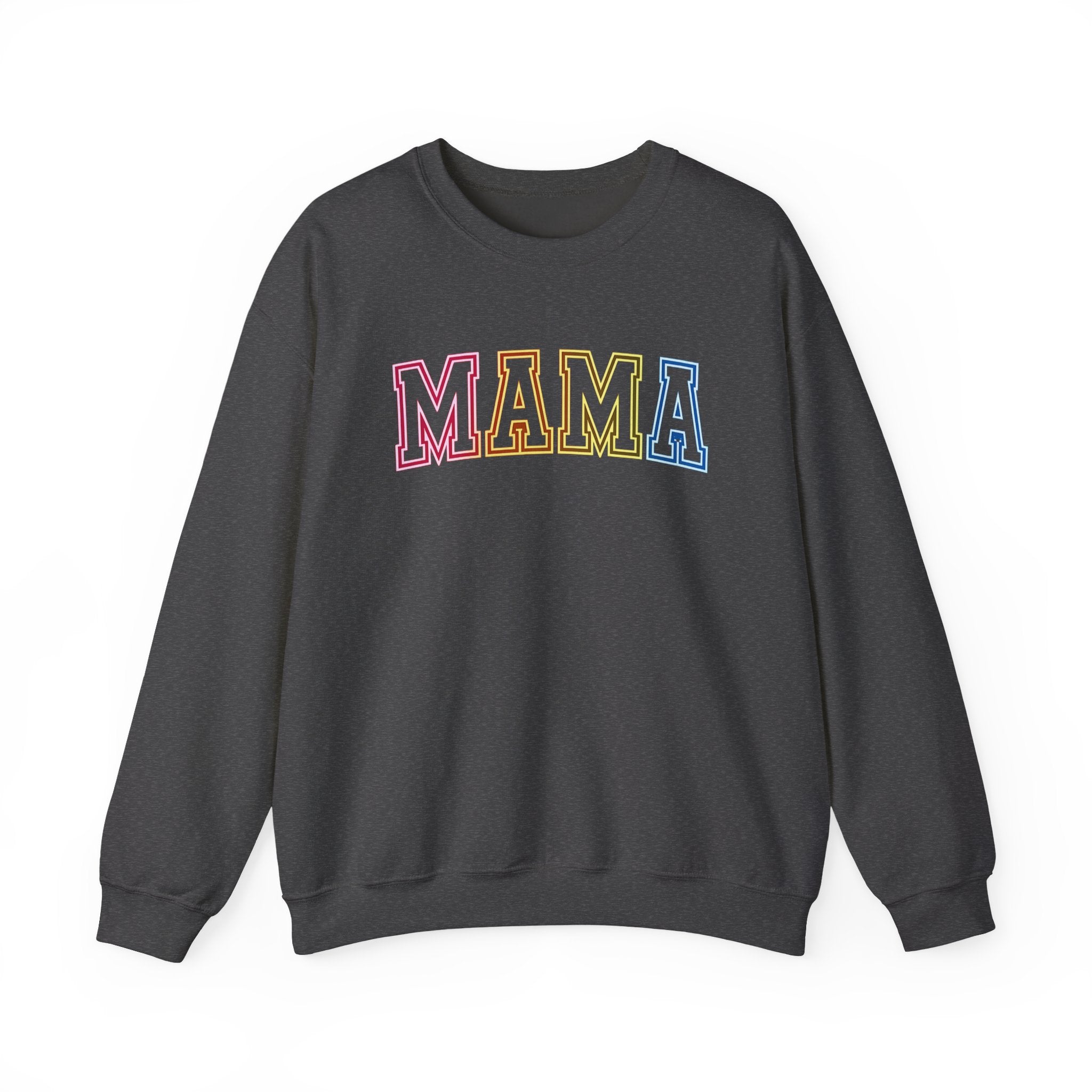 Mama Rainbow Crewneck Sweatshirt — Retro Colorblock "MAMA" Motherhood Pullover