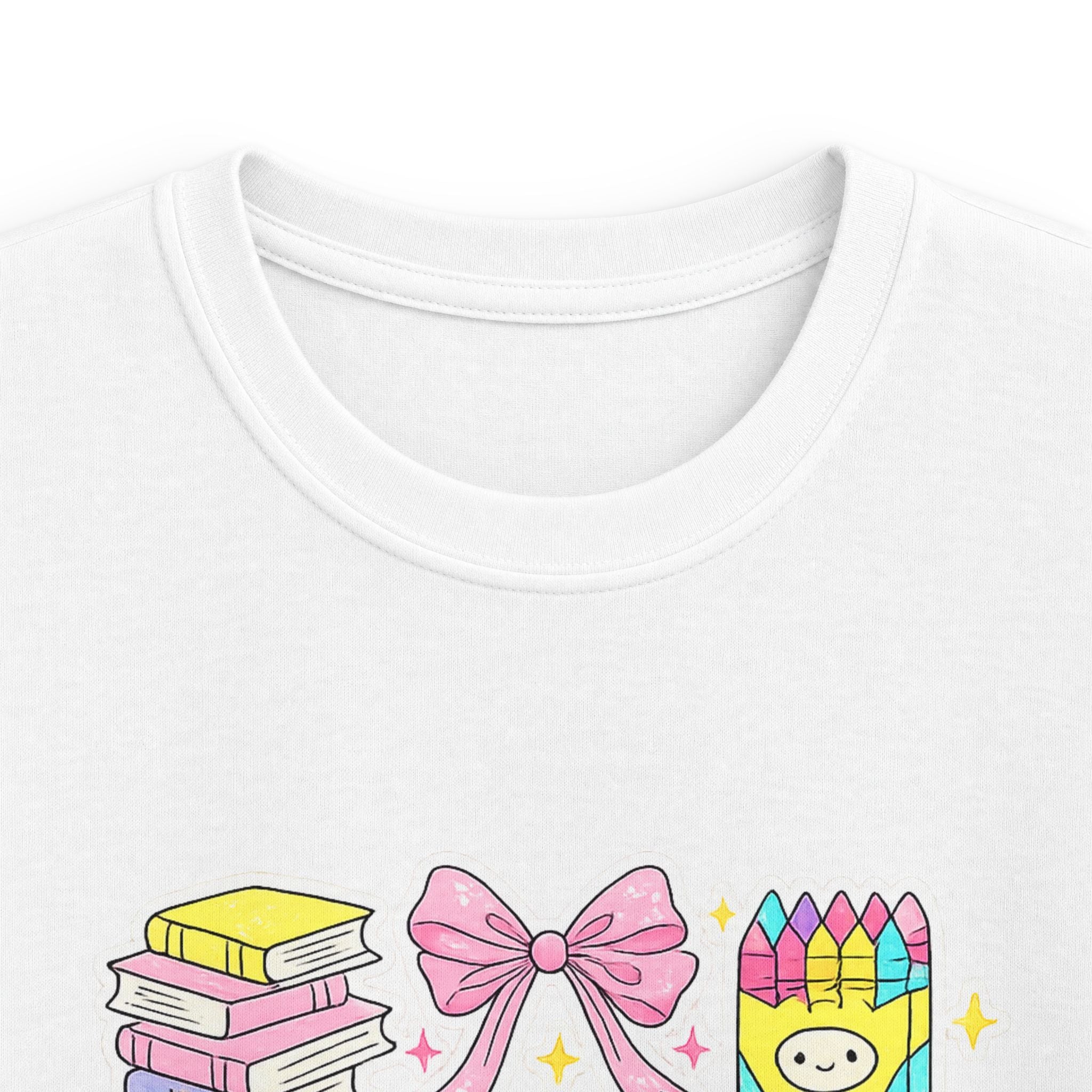 Kids Tee — Cute Pastel School Icons Design with Name "Aurora"
