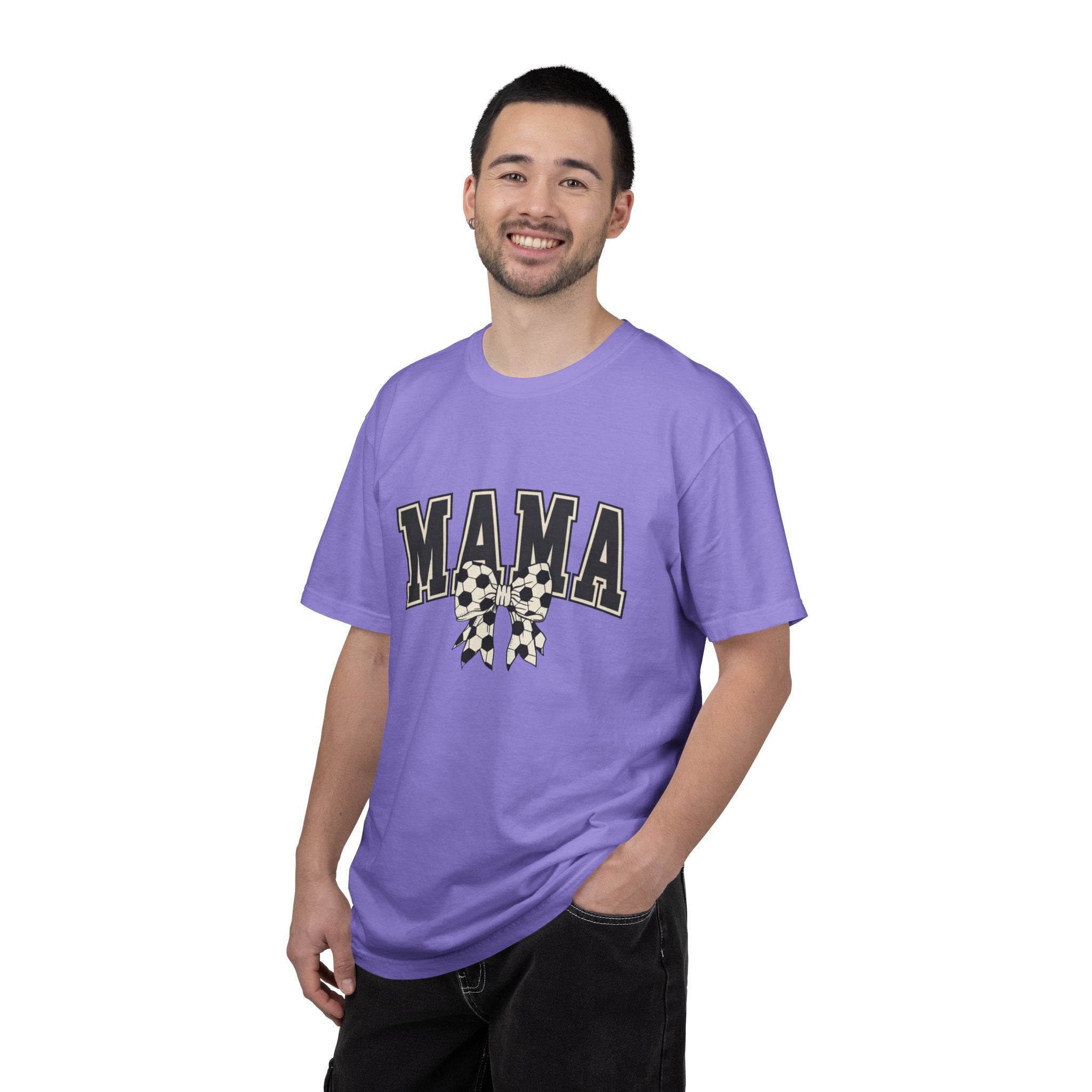Mama Graphic T-Shirt — Retro Collegiate Letters with Polka Dot Bow