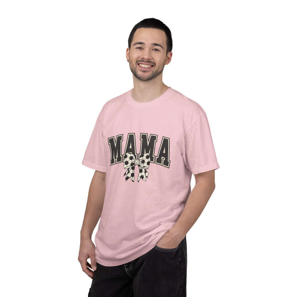 Mama Graphic T-Shirt — Retro Collegiate Letters with Polka Dot Bow