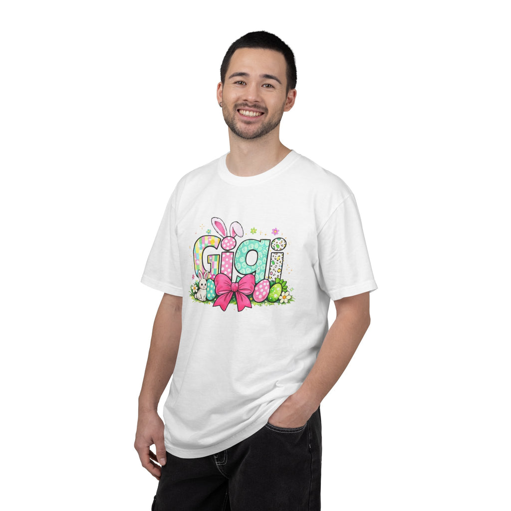 Easter Gigi T-Shirt — Pastel Bunny & Eggs Graphic Tee