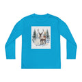 Youth Long Sleeve Tee — Winter Deer Forest Graphic