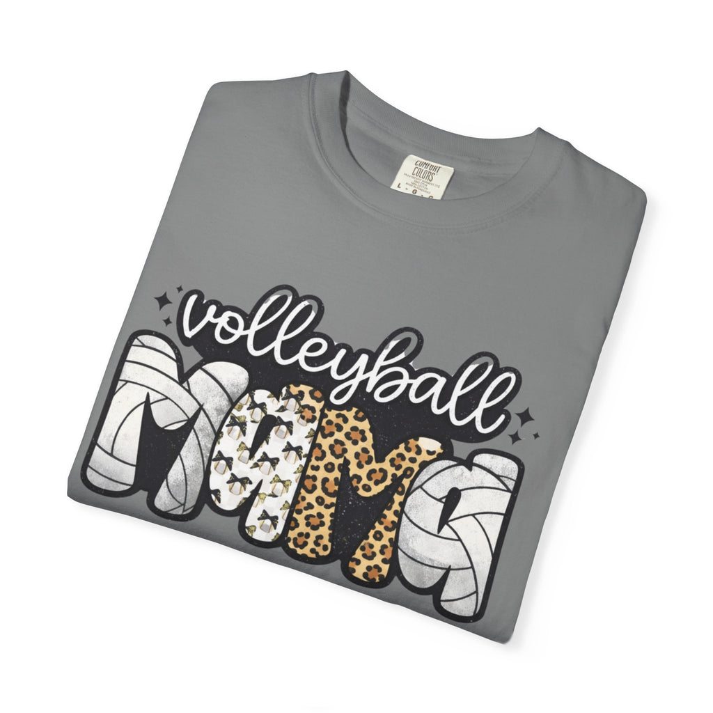 Volleyball Mom T-Shirt — Leopard & Ball Graphic Tee for Coaches & Fans