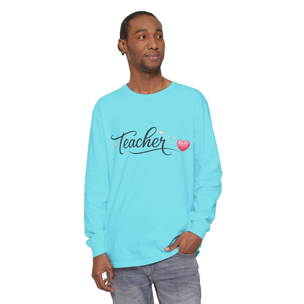 Teacher Long Sleeve T-Shirt — Minimal Script Teacher Tee, Back-to-School Gift