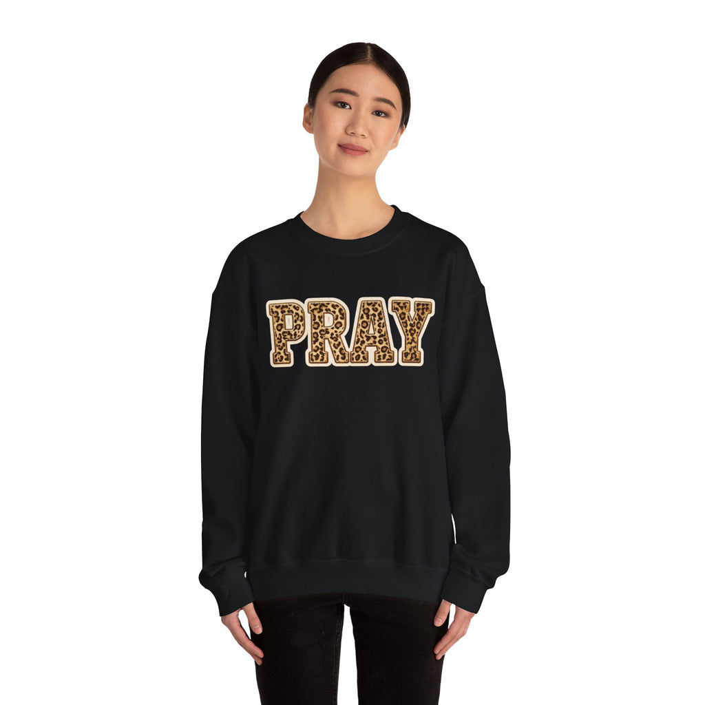 Pray Leopard Print Crewneck Sweatshirt