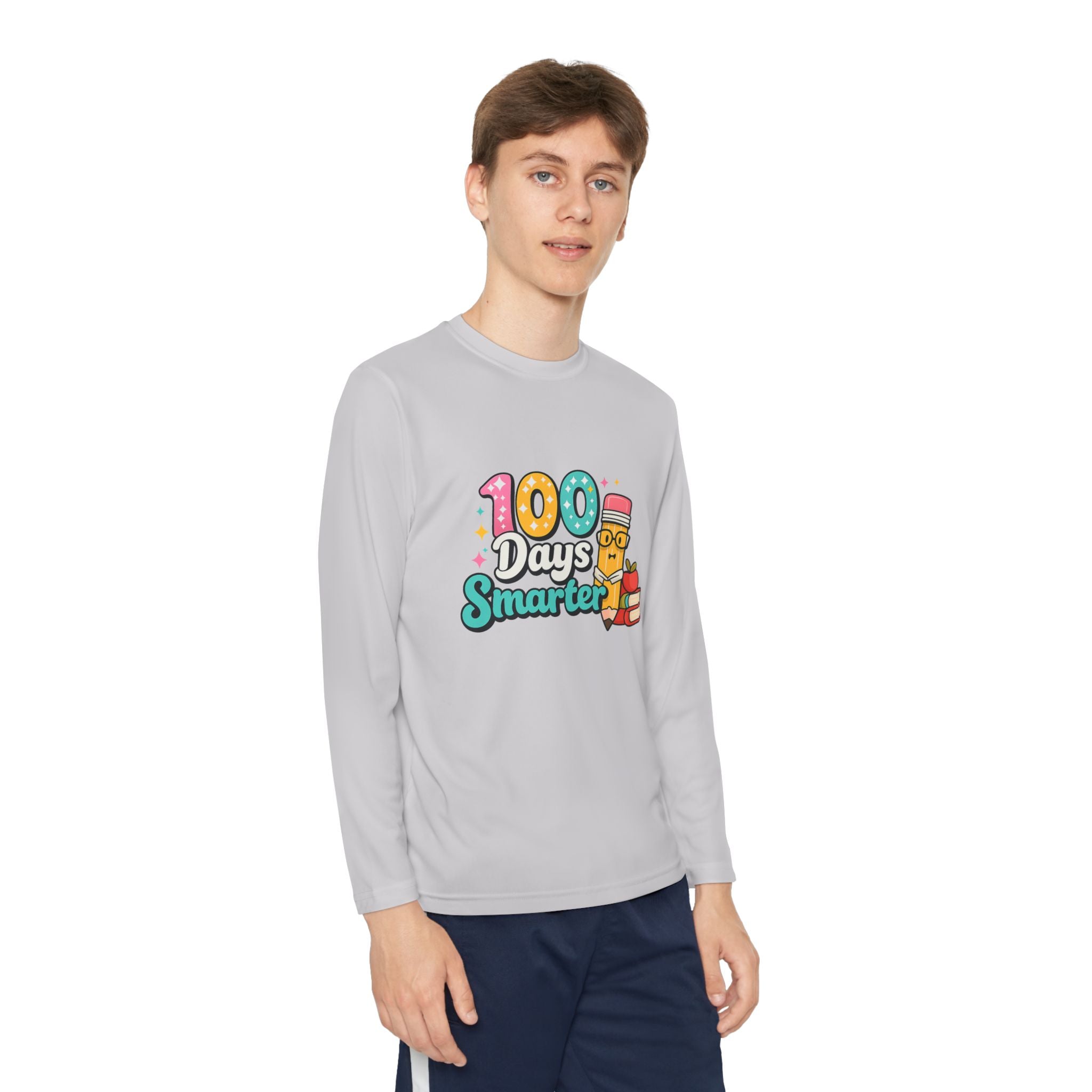 Youth Long Sleeve Tee - "100 Days Smarter" School Celebration Shirt