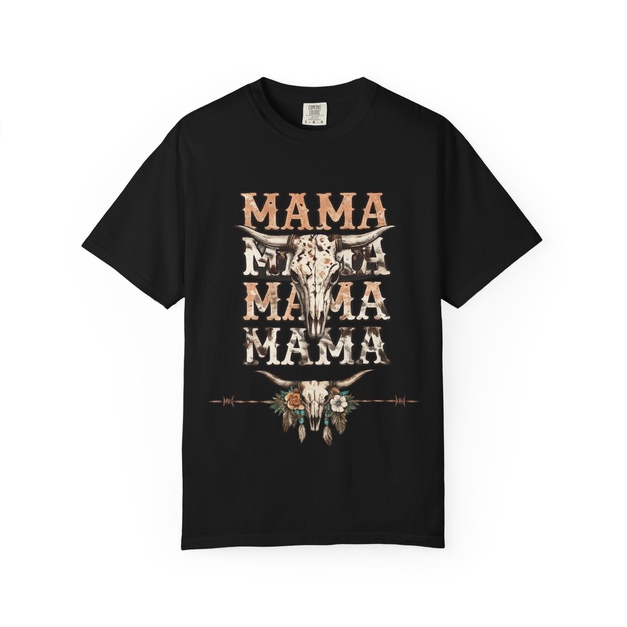Mama Cow Skull Graphic T-Shirt — Western Boho Mom Tee