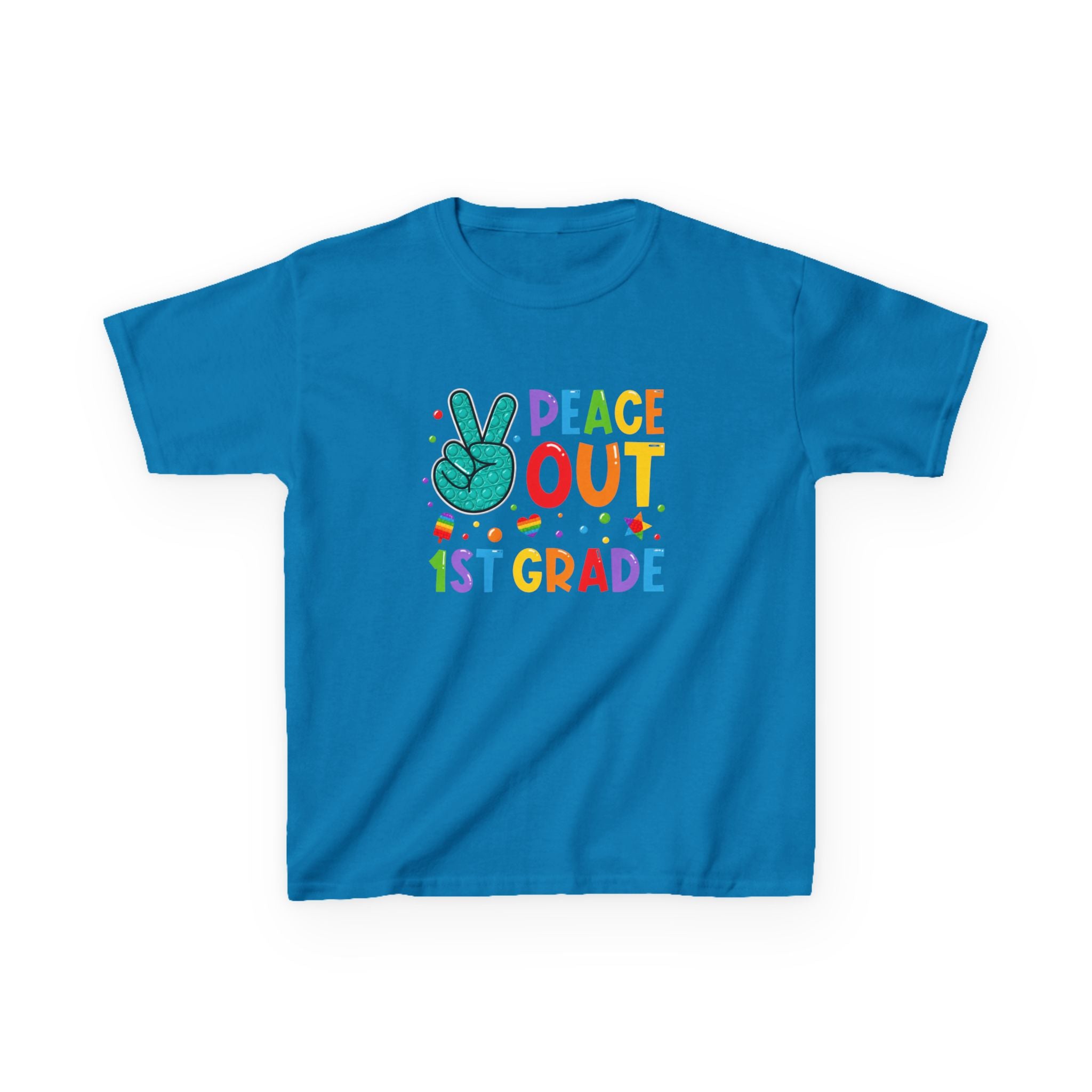 Peace Out 1st Grade Kids T‑Shirt — Colorful End‑of‑School Graduation Tee