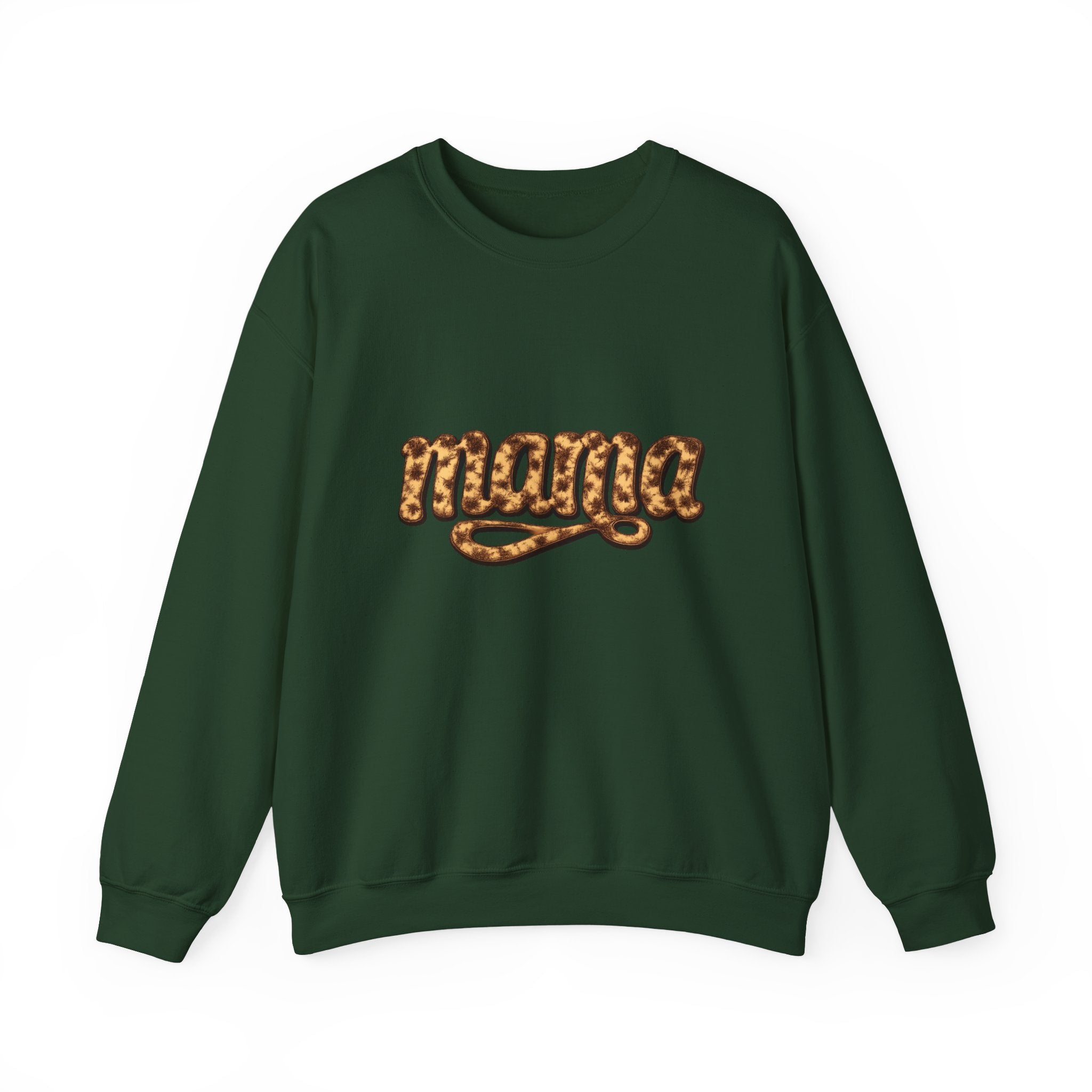 Mama Leopard Script Sweatshirt — Bold Animal Print Mom Crewneck