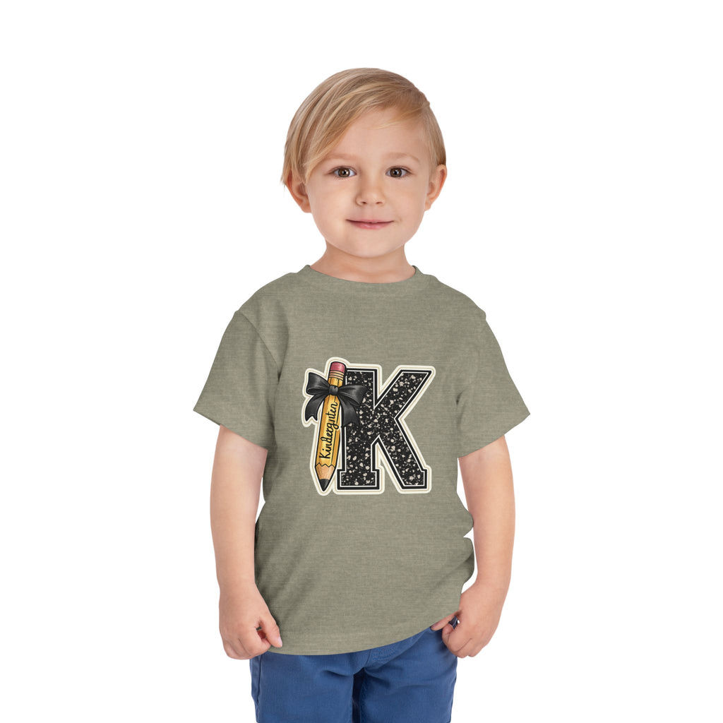 Kids' Letter K Pencil Tee — Monogram Toddler Short Sleeve Shirt