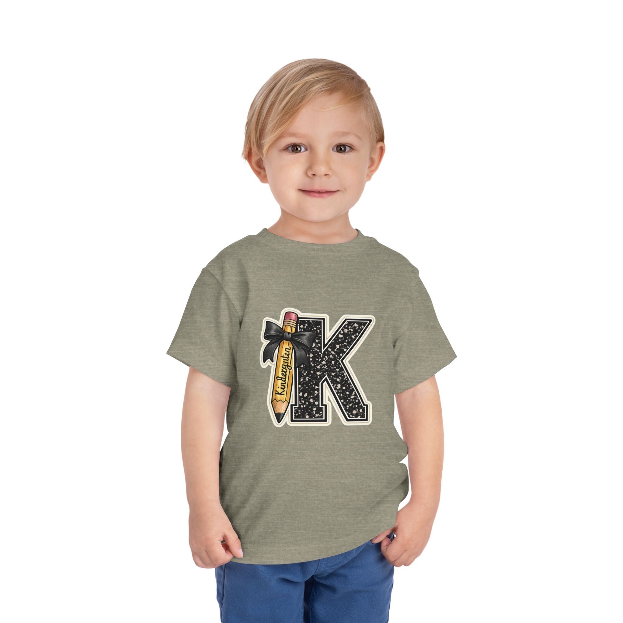 Kids' Letter K Pencil Tee — Monogram Toddler Short Sleeve Shirt