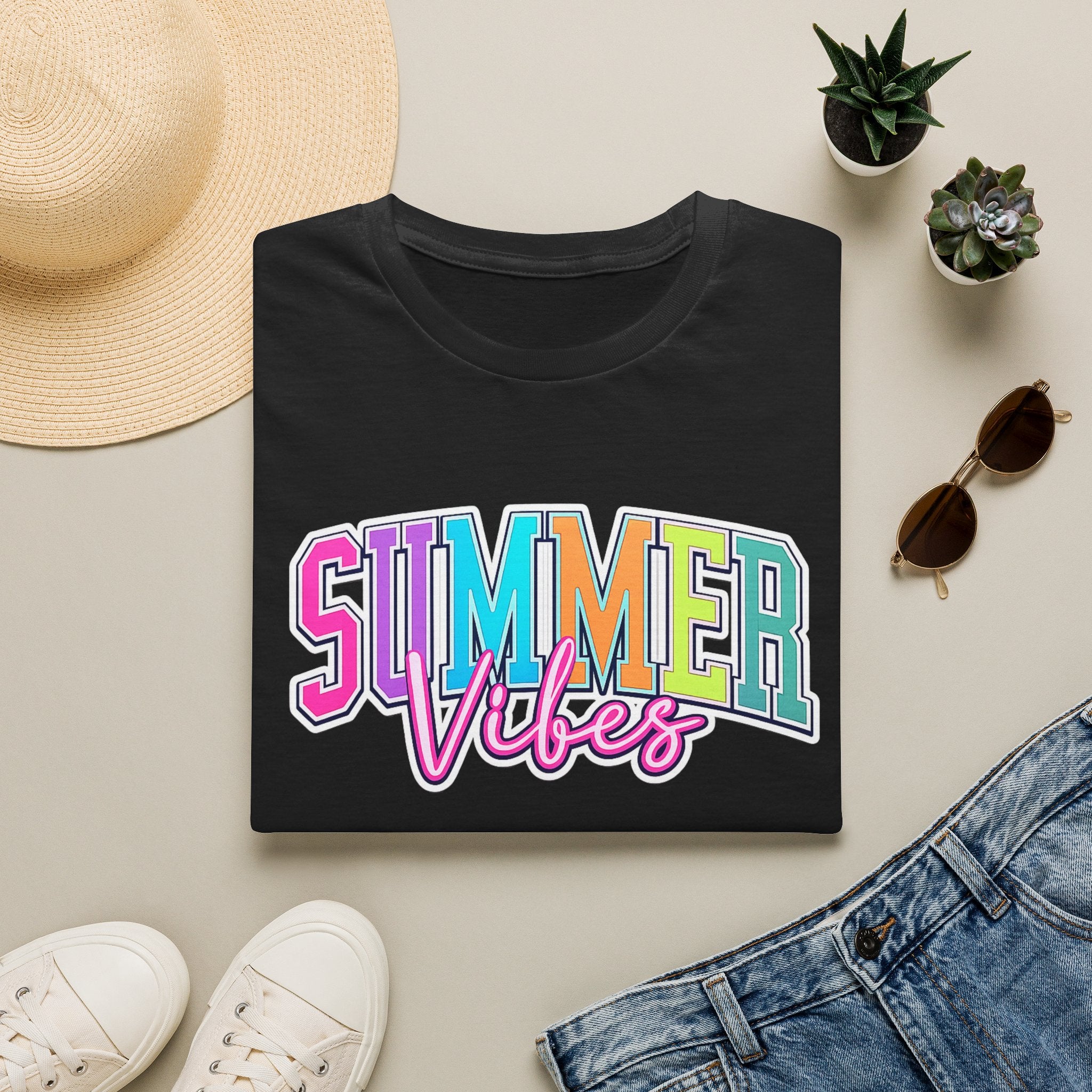 Summer Vibes T-Shirt — Colorful Retro Beach Graphic Tee