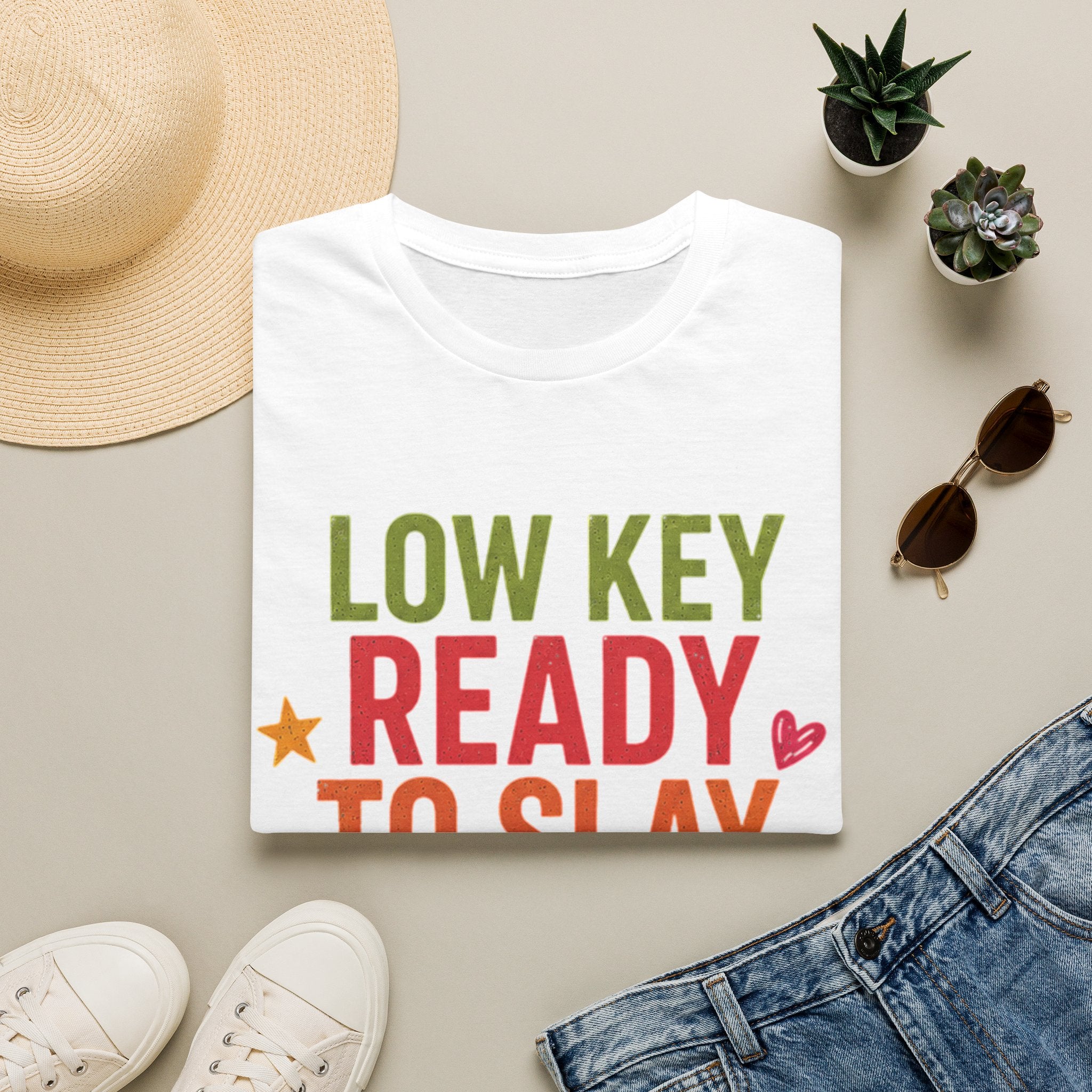 Ready to Slay T-Shirt — "Low Key Ready to Slay This Year" Motivational Graphic Tee