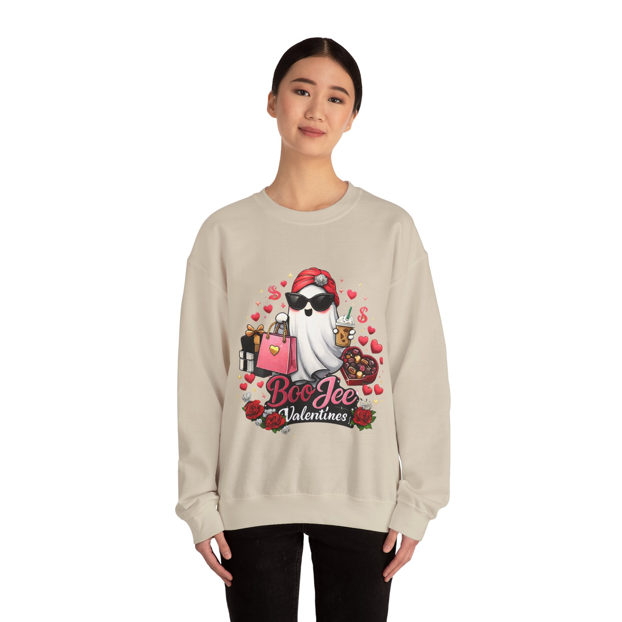 Valentine Boo Tee Sweatshirt — Cute Ghost Valentine Graphic Crewneck