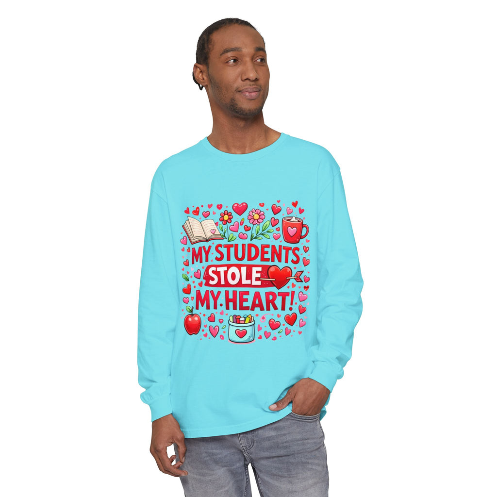 Teacher Long Sleeve Tee — “My Students Stole My Heart” Valentine’s Day Gift