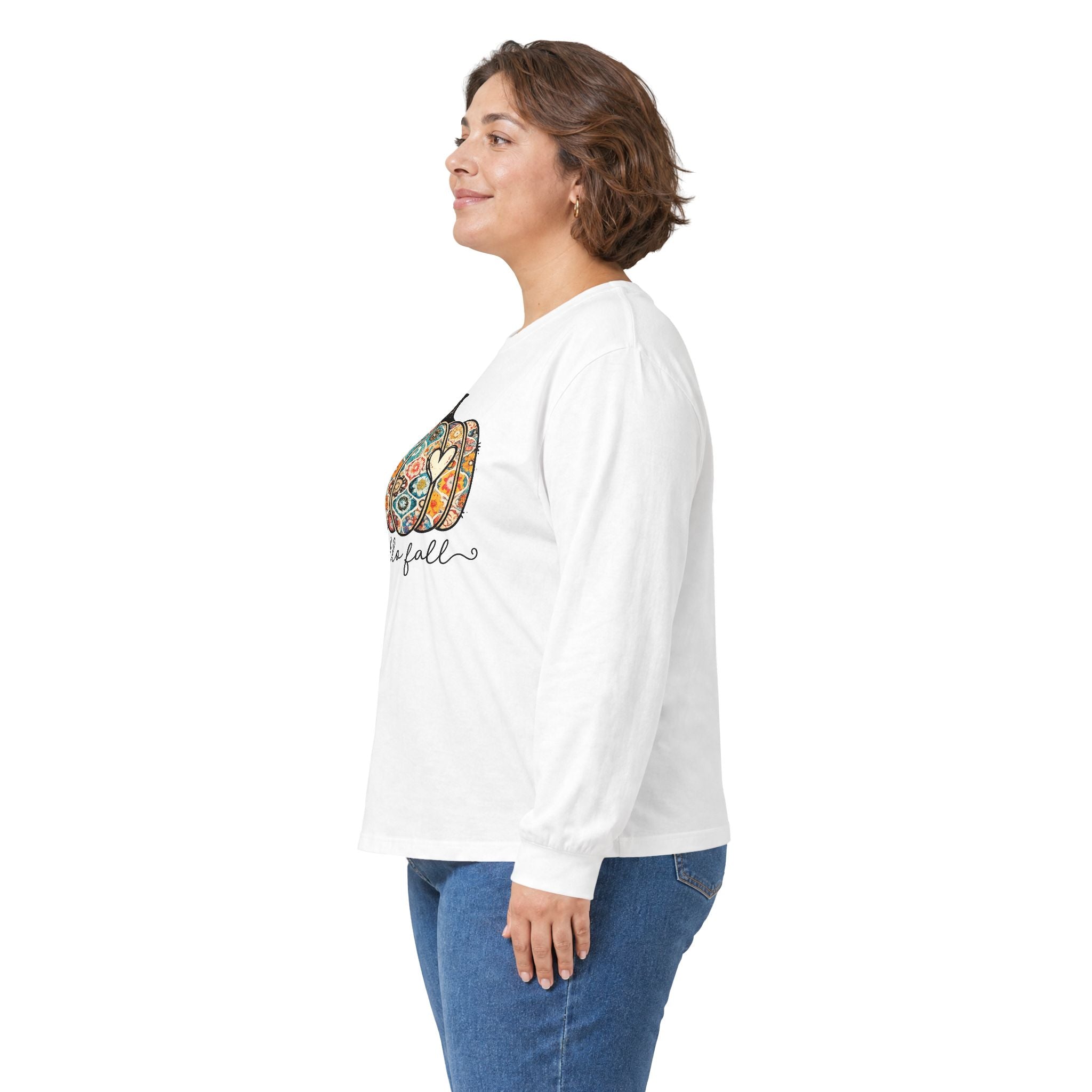 Hello Fall Pumpkin Long Sleeve Tee