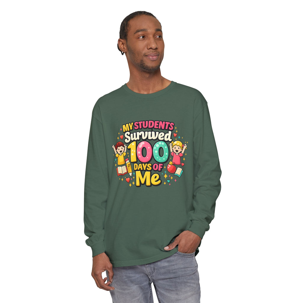 Teacher 'My Students Survived 100 Days of Me' Long Sleeve Tee