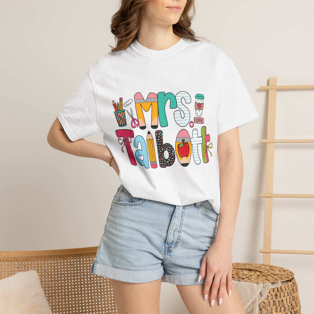 Teacher Name T‑Shirt — "Mrs. Talbott" Cute Classroom Doodle Design