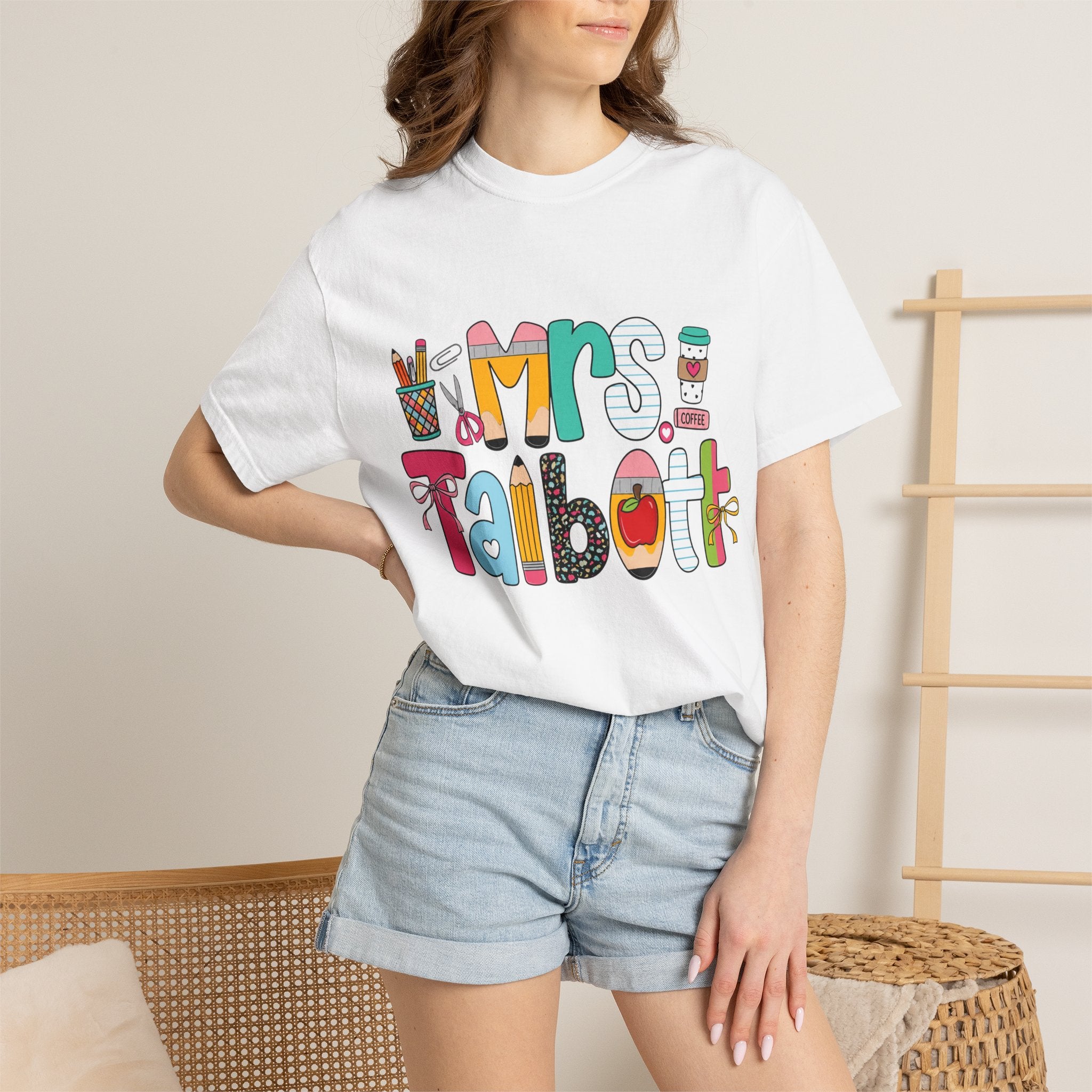 Teacher Name T‑Shirt — "Mrs. Talbott" Cute Classroom Doodle Design