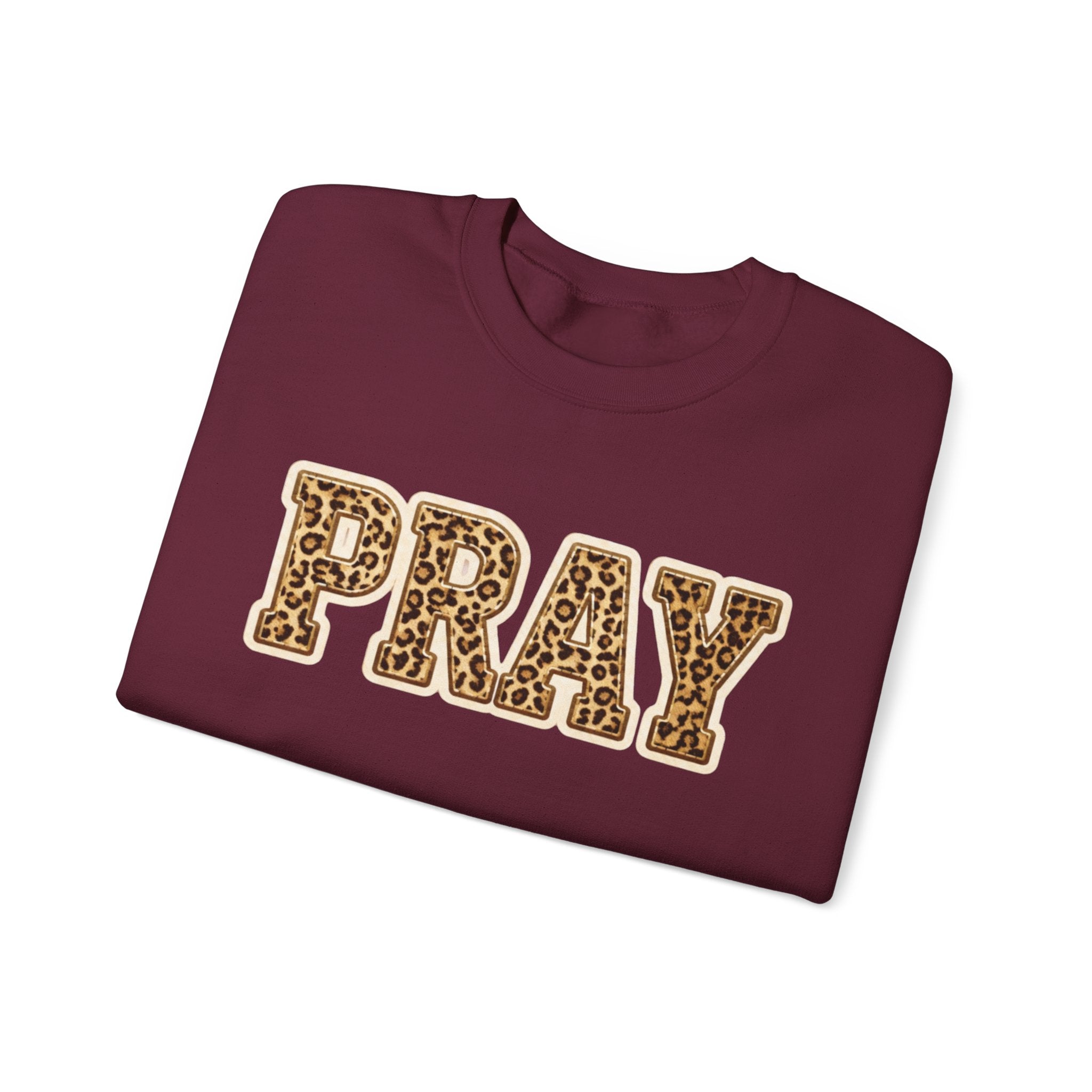 Pray Leopard Print Crewneck Sweatshirt