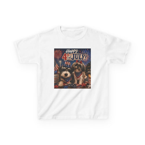4th of July Kids Tee - Patriotic Dogs 'Happy 4th of July' Graphic Shirt