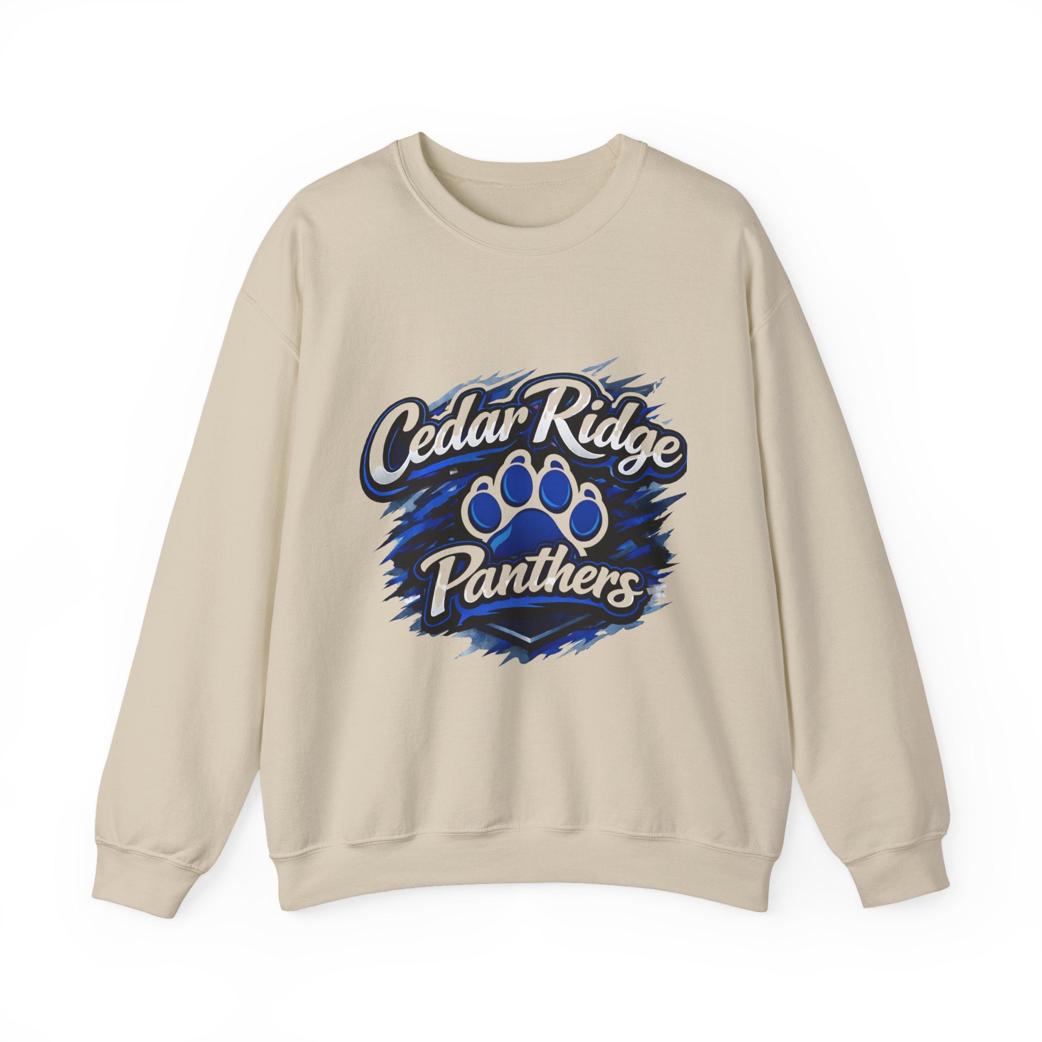 Cedar Ridge Panthers Crewneck Sweatshirt — Blue Paw School Spirit