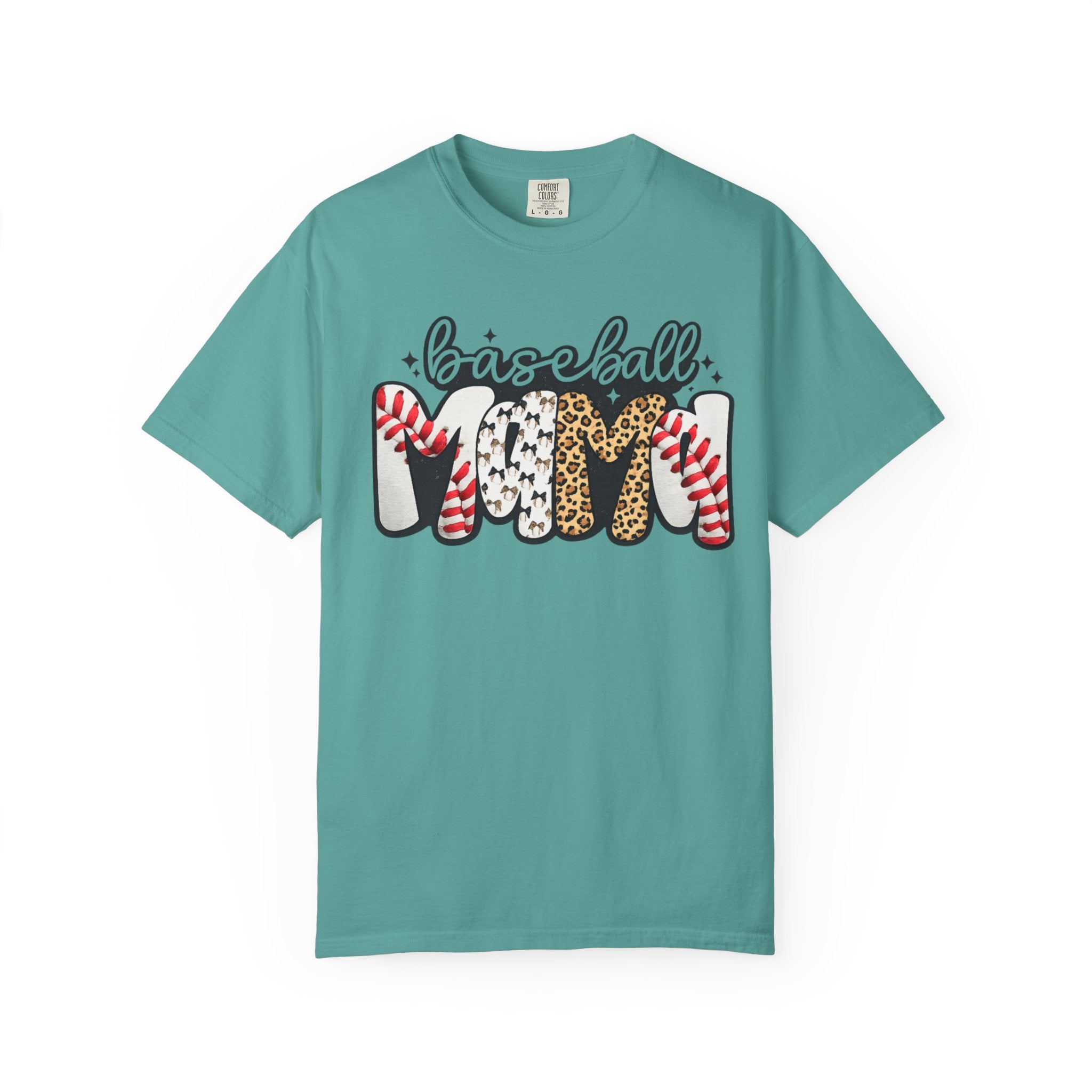 Baseball Mom T-Shirt — Leopard & Stitch Pattern Sports Tee