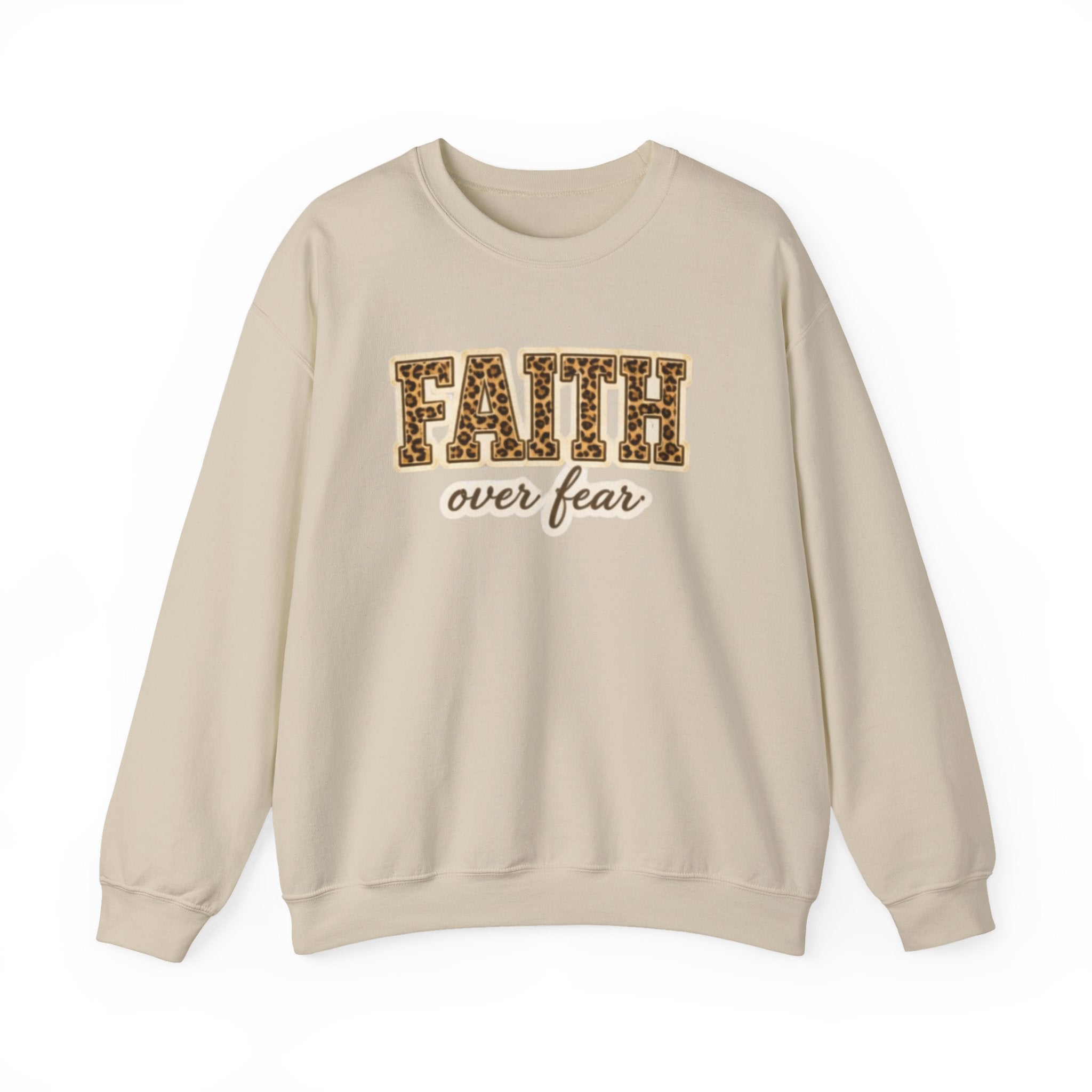 Faith Over Fear Leopard Graphic Sweatshirt