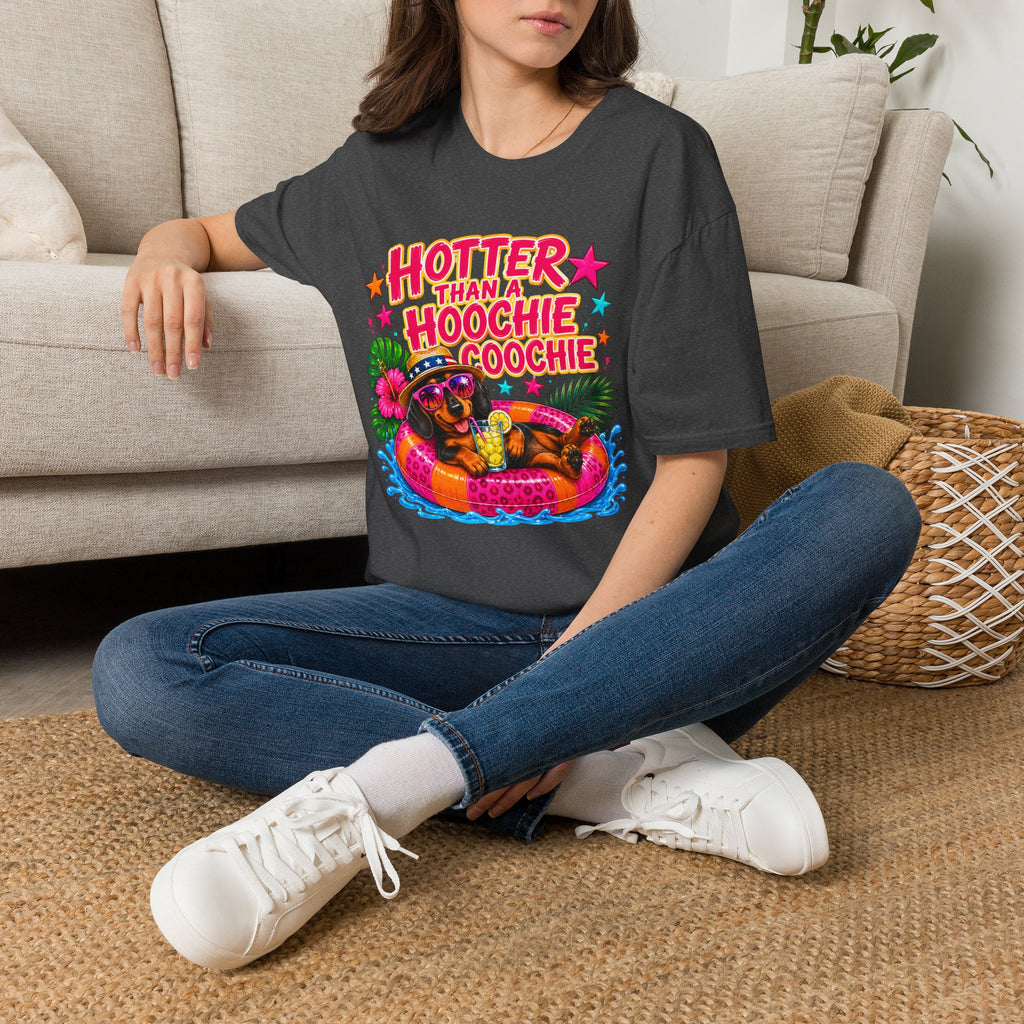 T-Shirt — "Hotter Than A Hoochie Coochie" Bright Retro Summer Graphic