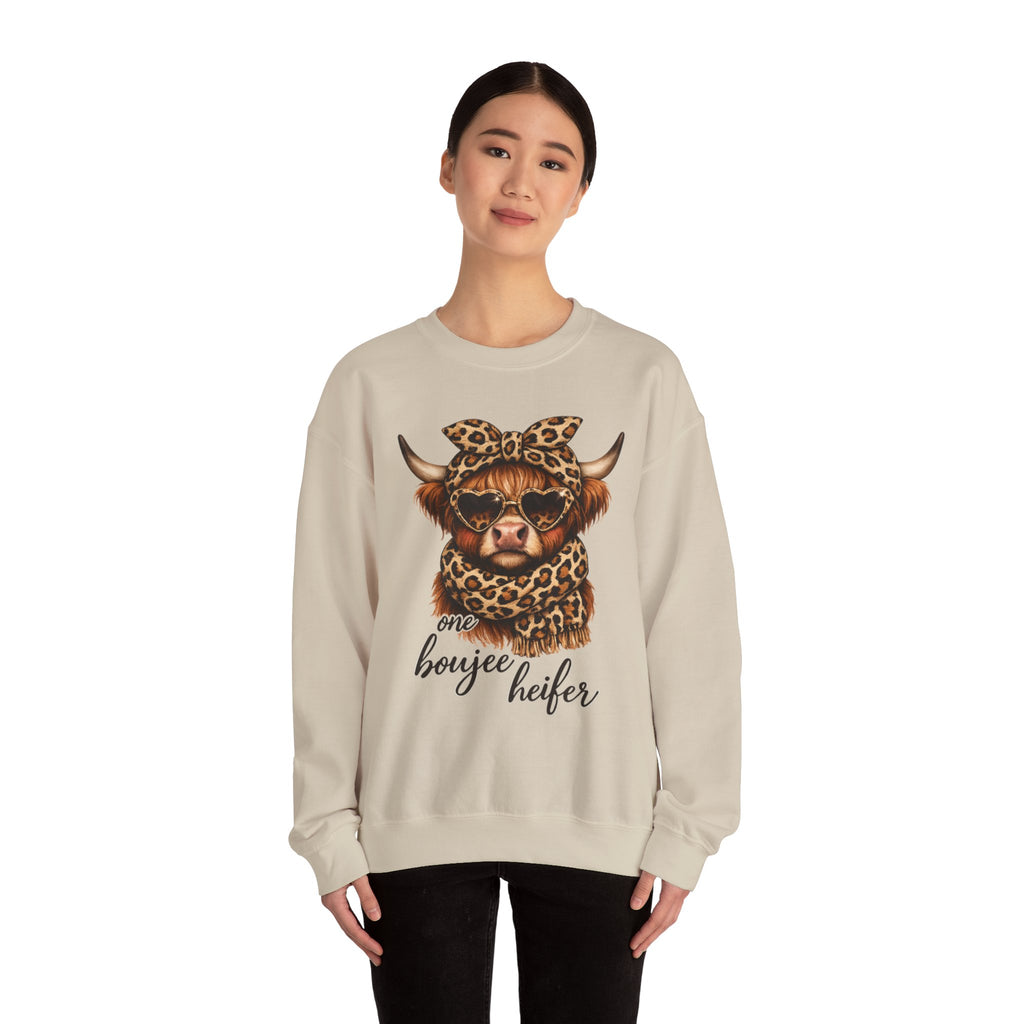Boujee Heifer Leopard Cow Sweatshirt