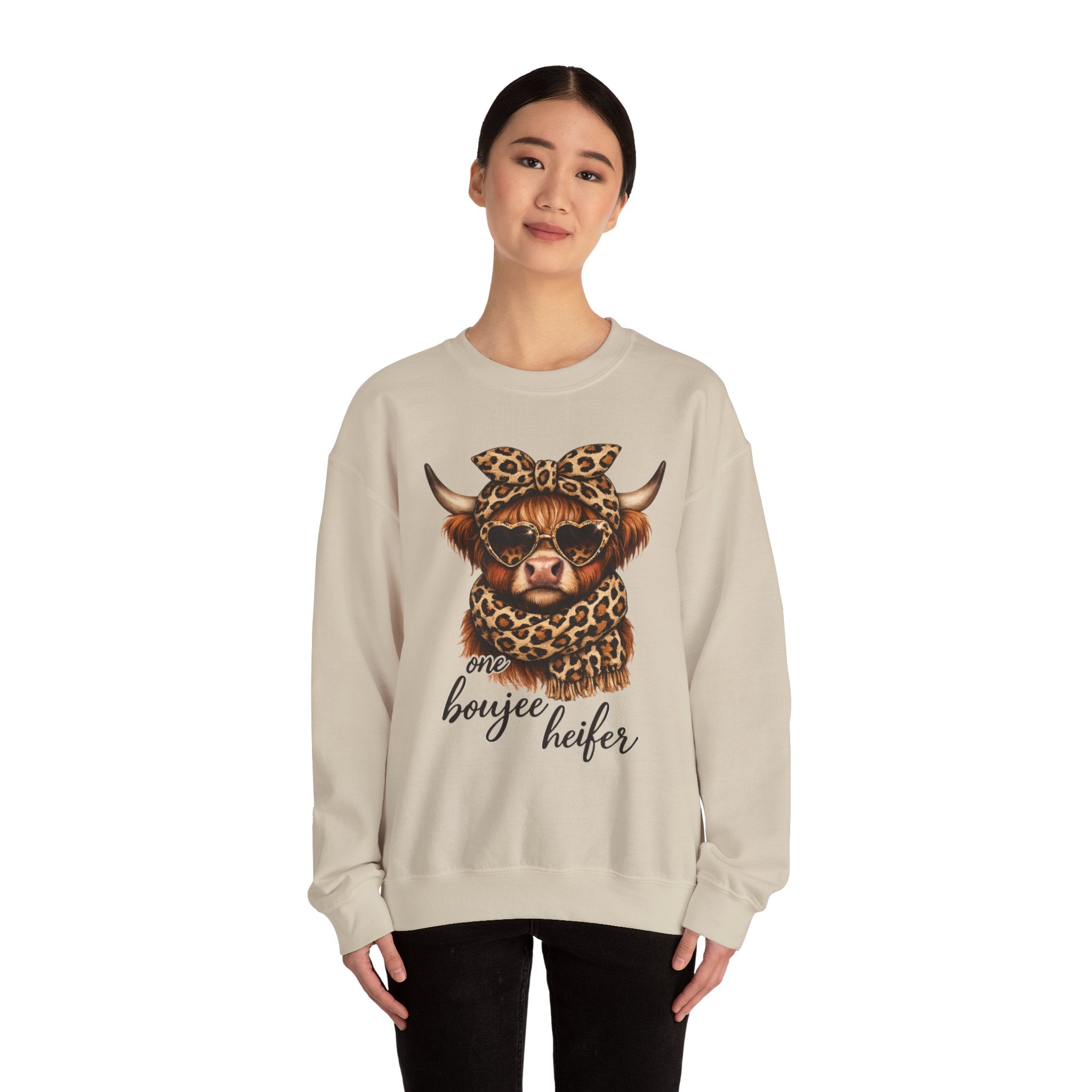 Boujee Heifer Leopard Cow Sweatshirt